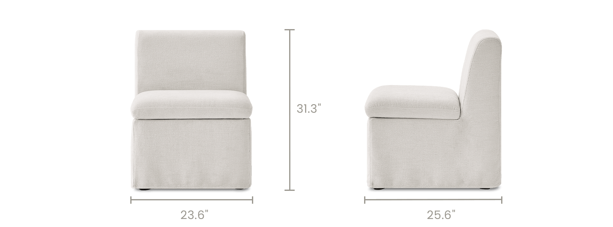 dimension of Callie Single Storage Banquette