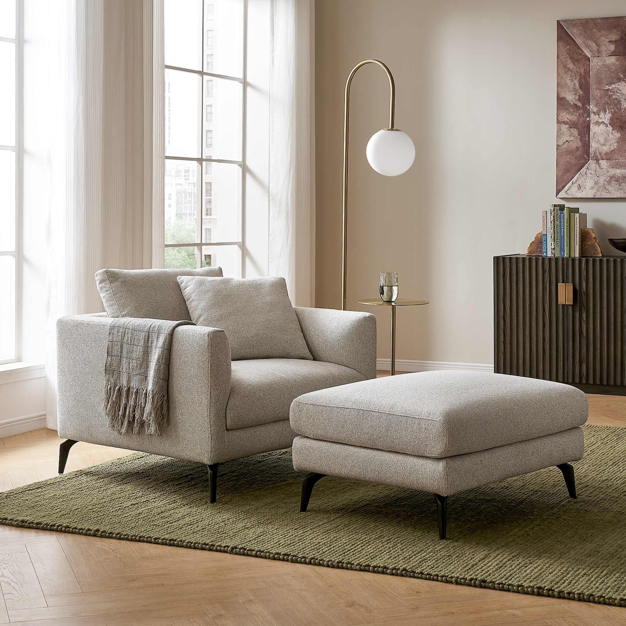 Lena Performance Fabric Ottoman 2