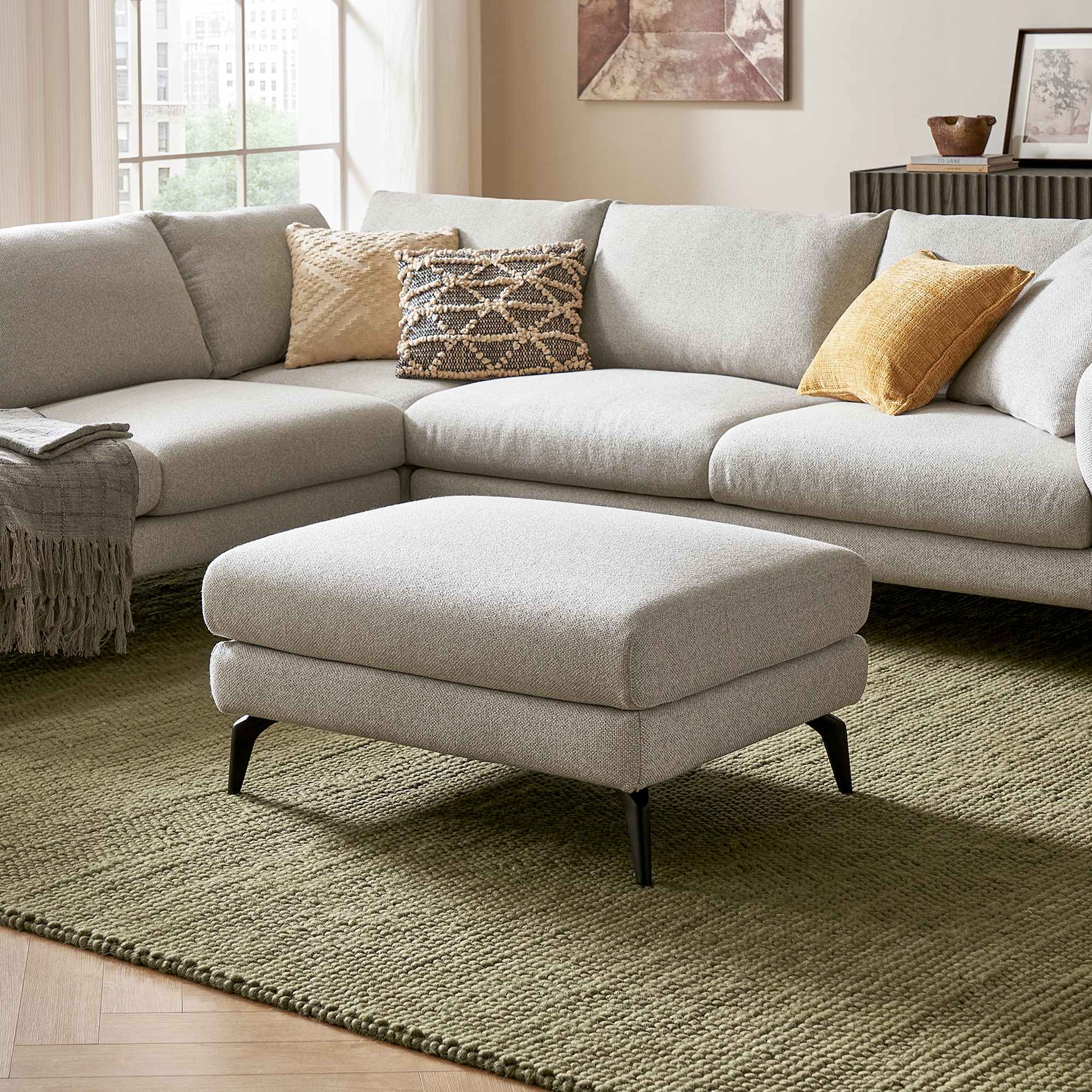 Lena Performance Fabric Ottoman 0