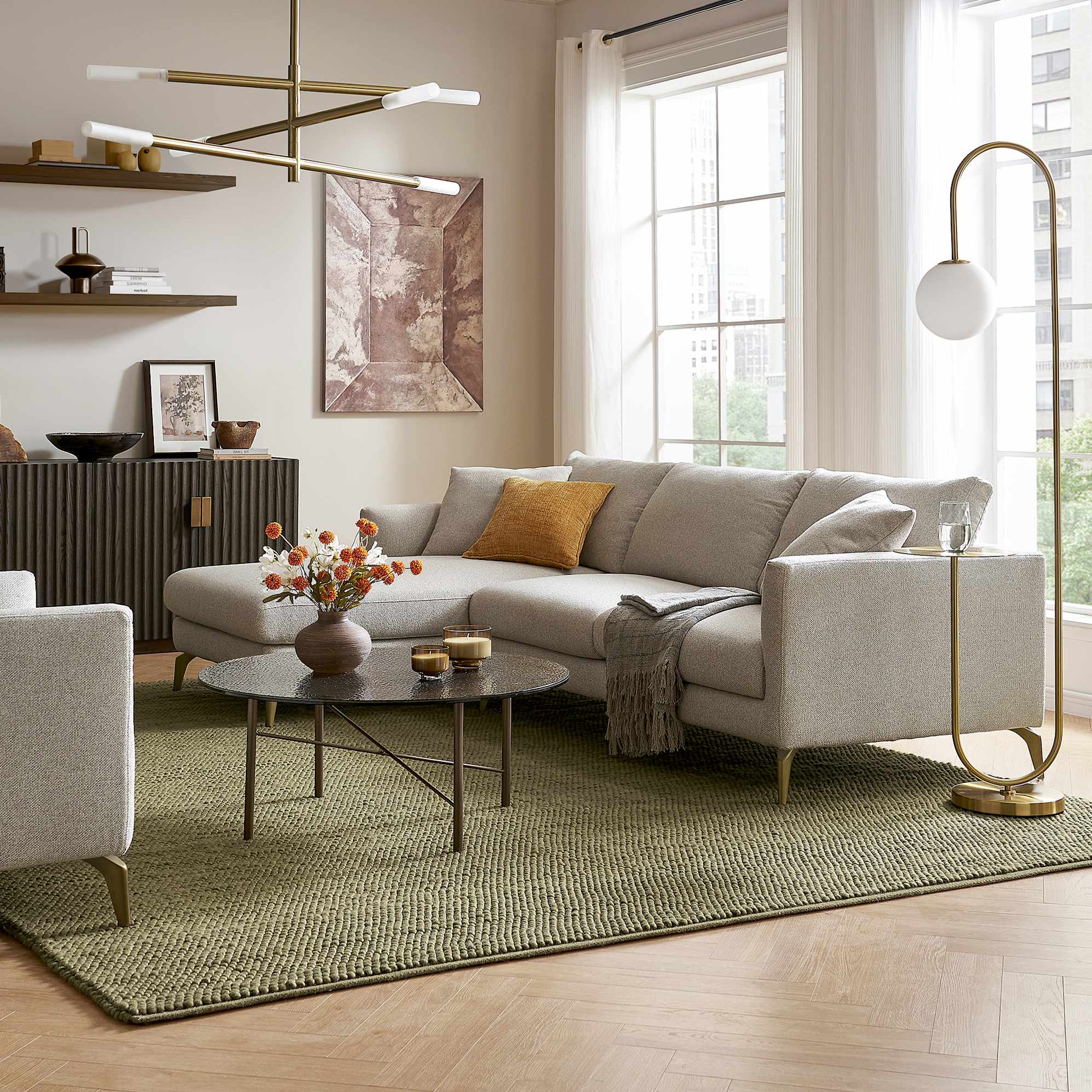 Lena Performance Fabric Chaise Sectional Sofa 2