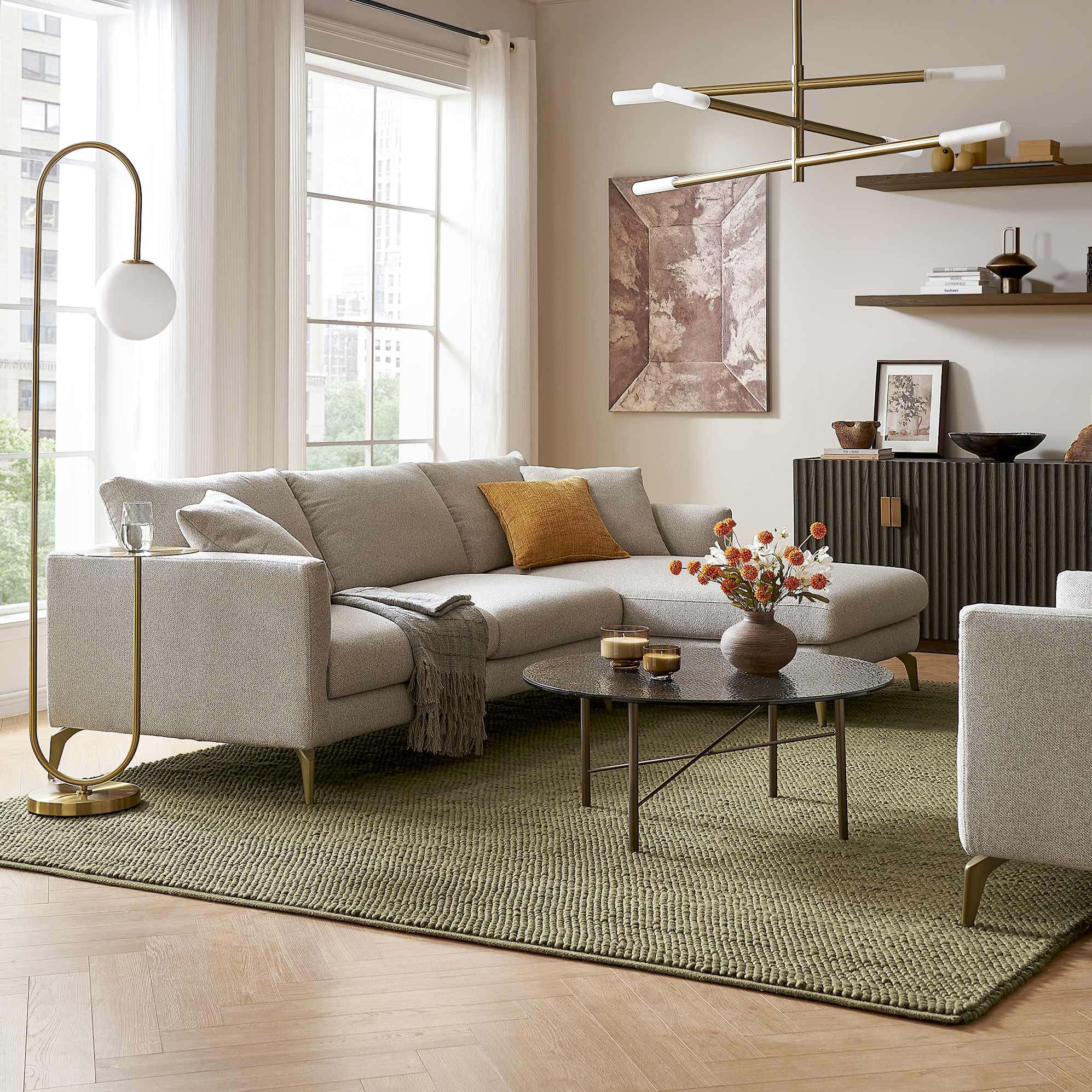 Lena Performance Fabric Chaise Sectional Sofa 2