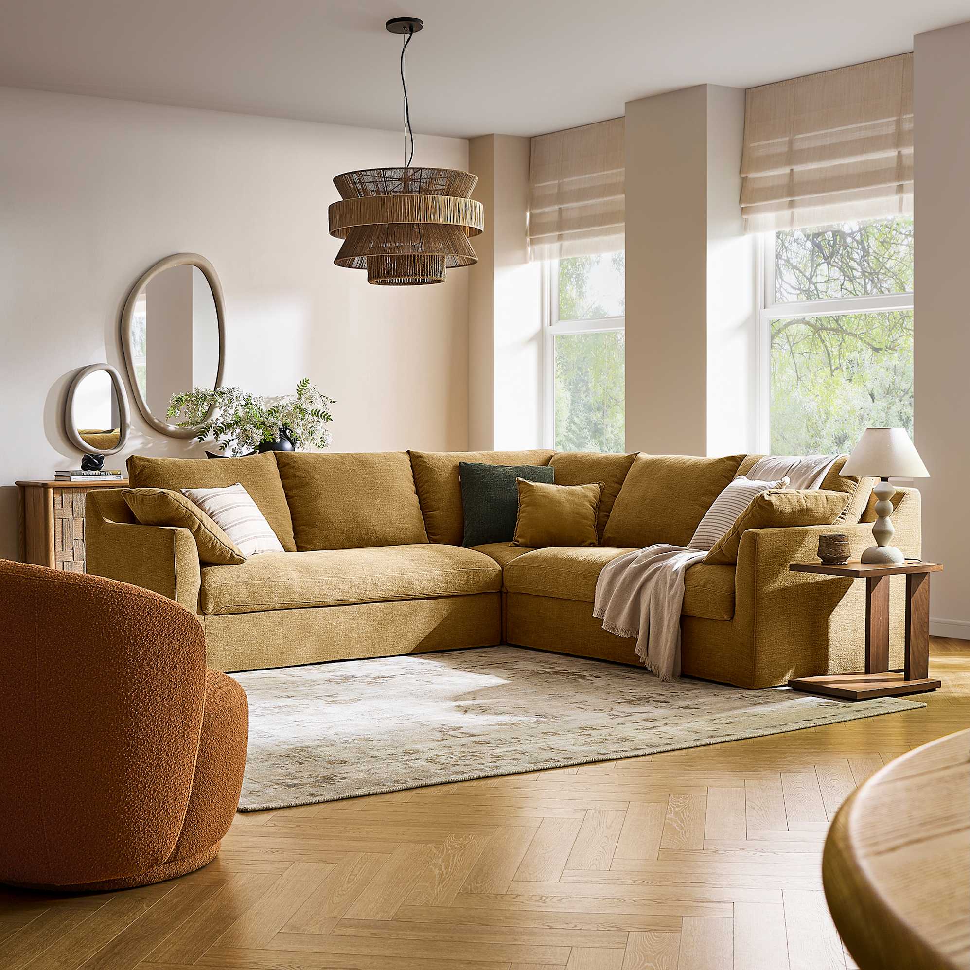 Agnes Slipcover Storage L-Shaped Sofa with Footstool 4