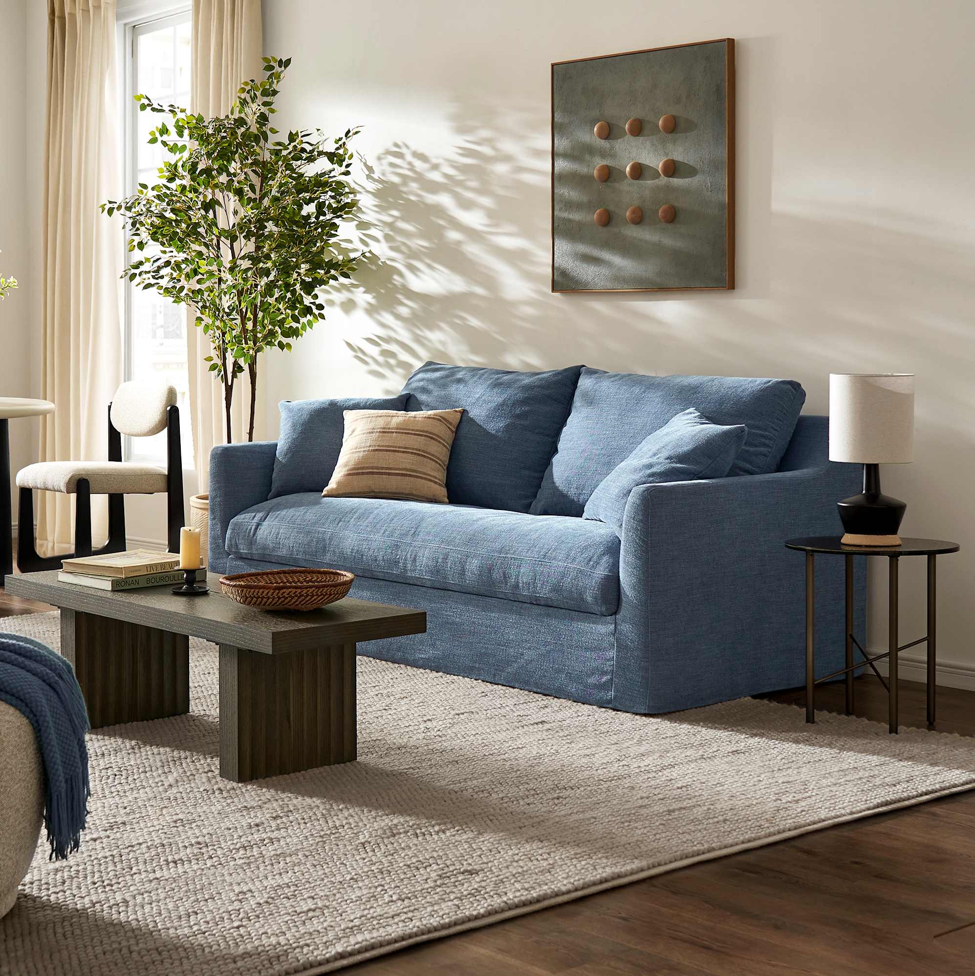 Agnes Slipcover Storage Sofa 88.6", (Sadie) Dusty Blue lifestyle