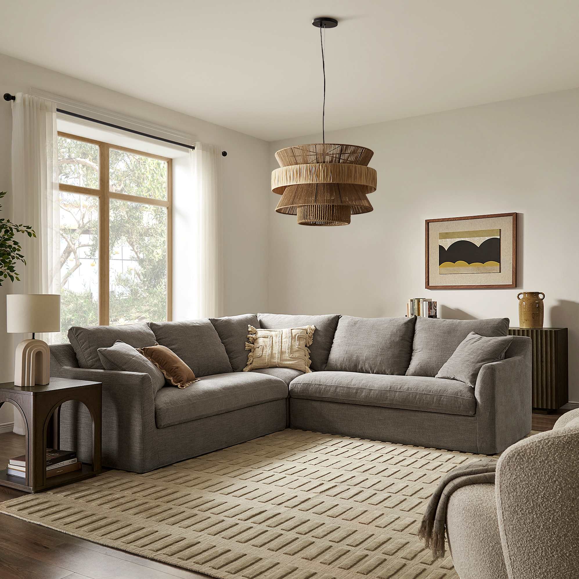 Agnes Slipcover Storage L-Shaped Sectional Sofa, (Sadie) Ash lifestyle