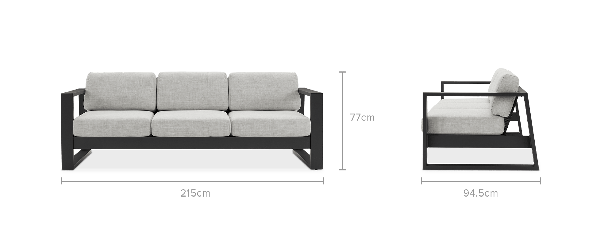 dimension of Rio Outdoor 3 Seater Sofa