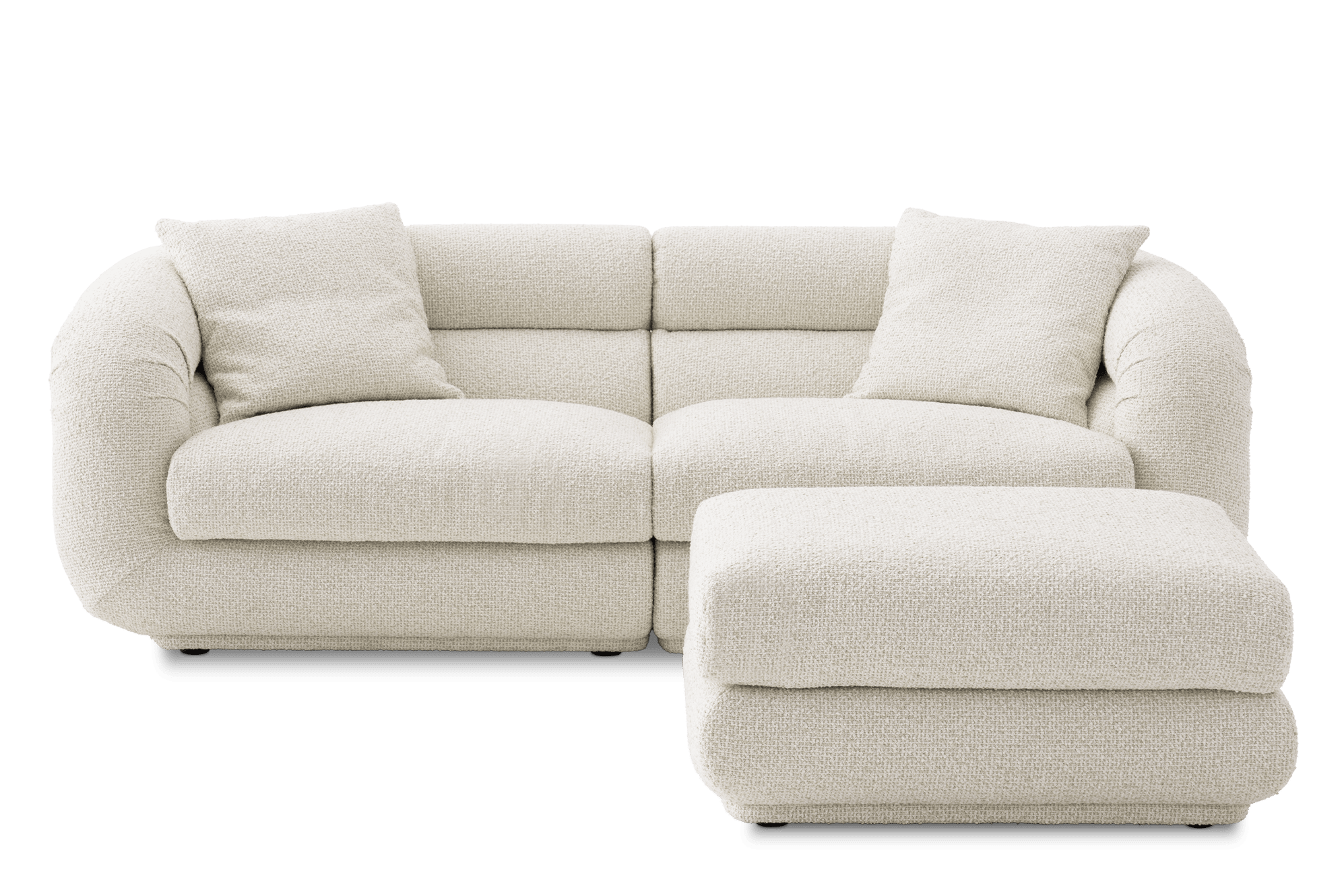 Solari 3 Seater Sofa with Ottoman, (Performance Maeve) Cream
