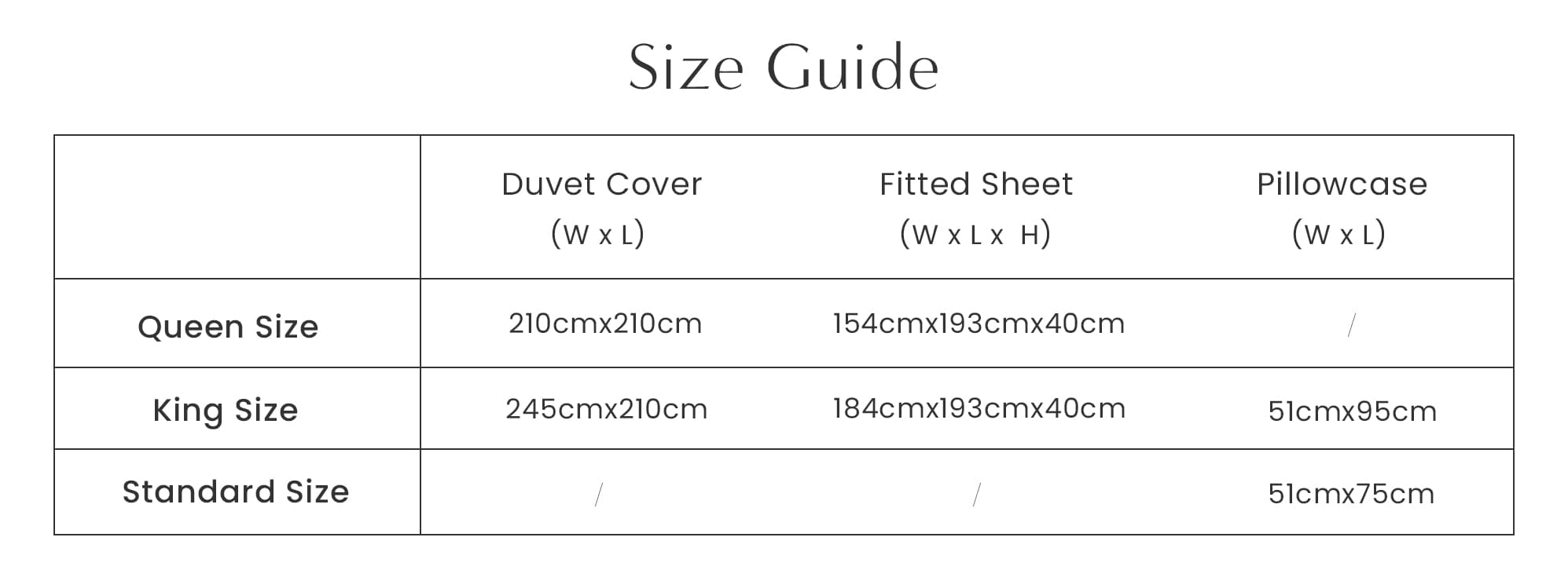 dimension of Classic Percale Sheet Set