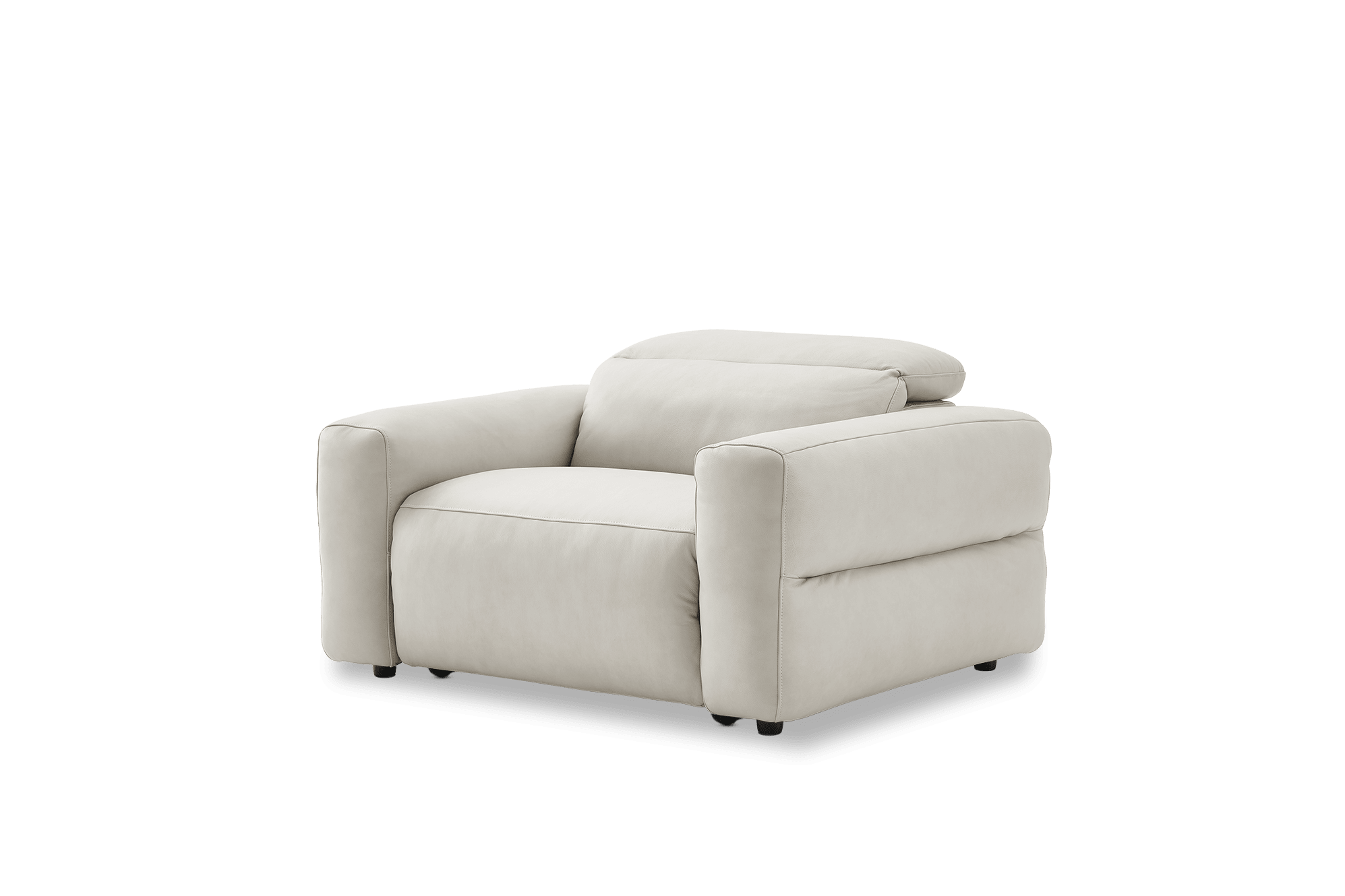 Jaron Leather Slim Arm Power Recliner Armchair, (Marche) Ivory