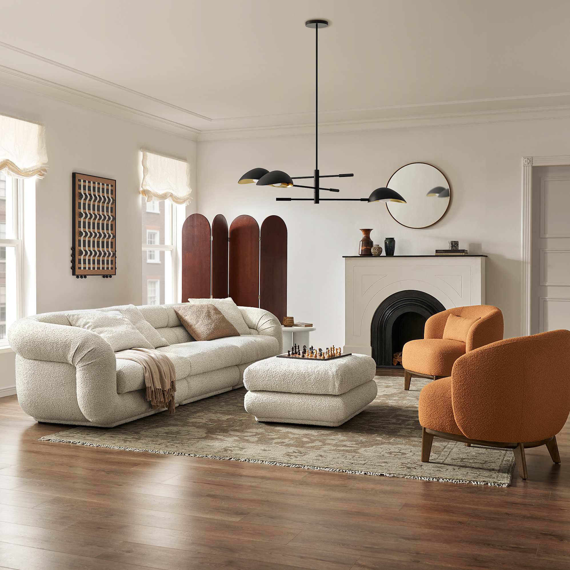 Solari Extended Sofa with Ottoman, (Performance Maeve) Cream lifestyle