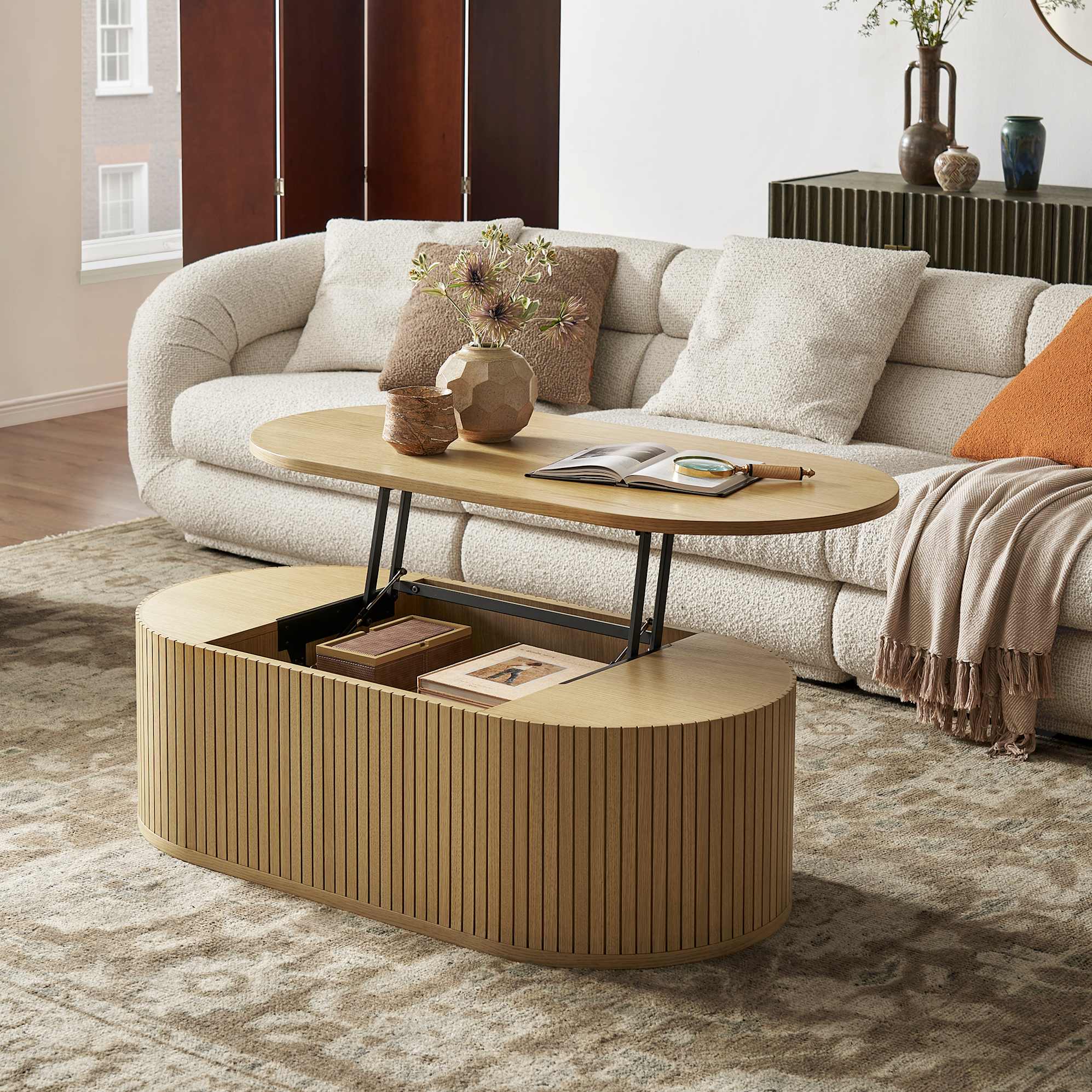 Harper Lift-Top Coffee Table, Natural lifestyle