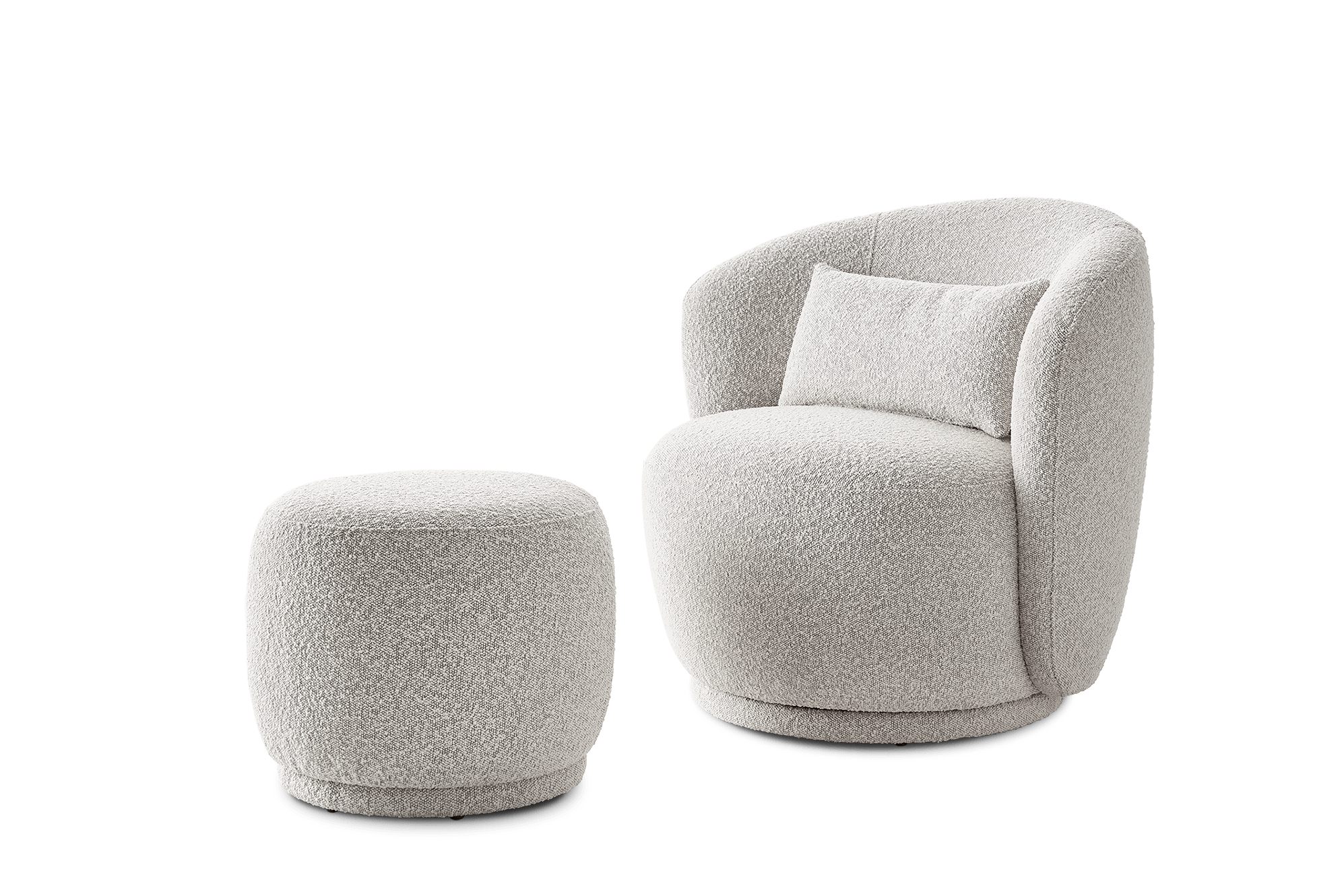 Avery Performance Bouclé Swivel Armchair with Ottoman