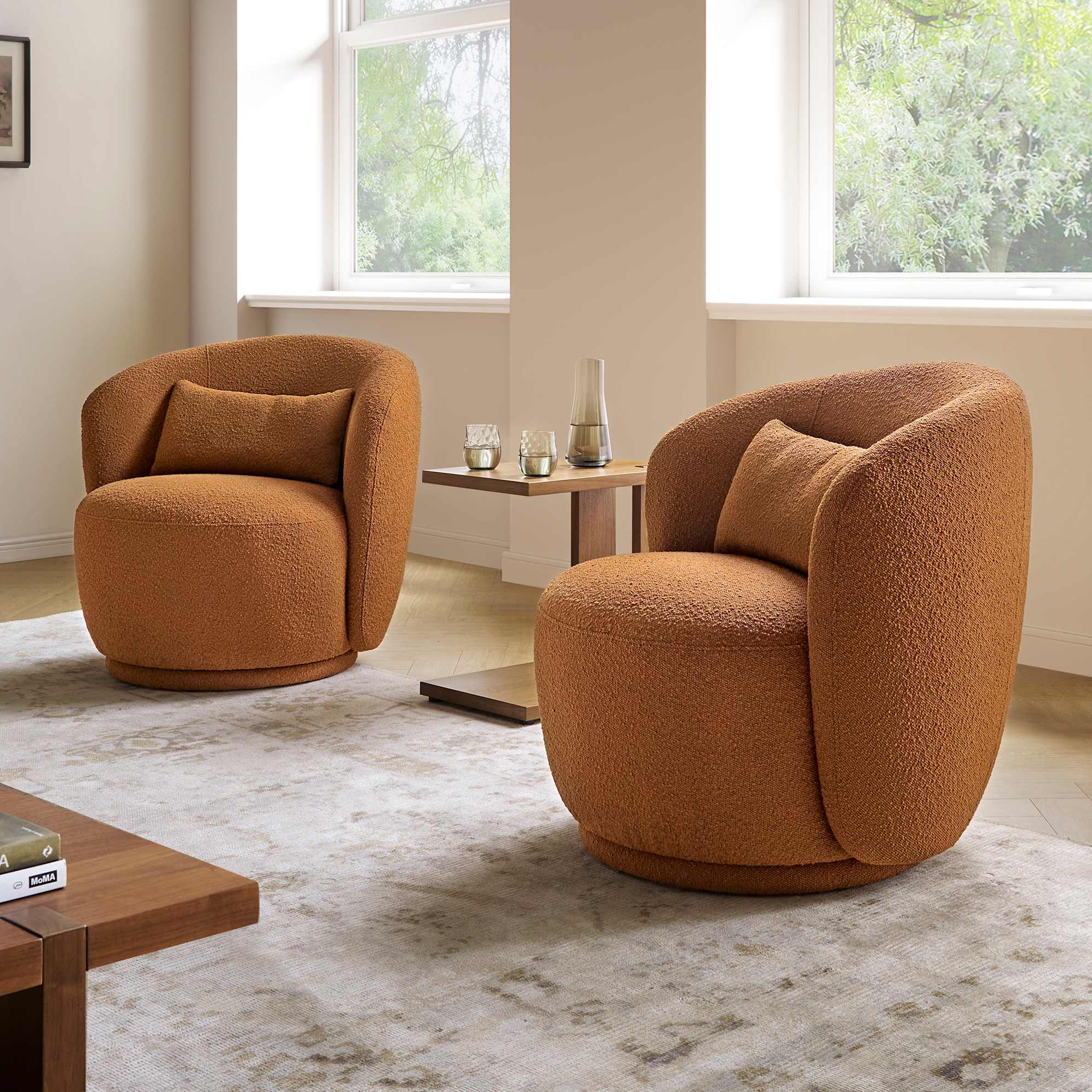 Avery Swivel Armchair, (Performance Infinity Boucle) Ginger lifestyle