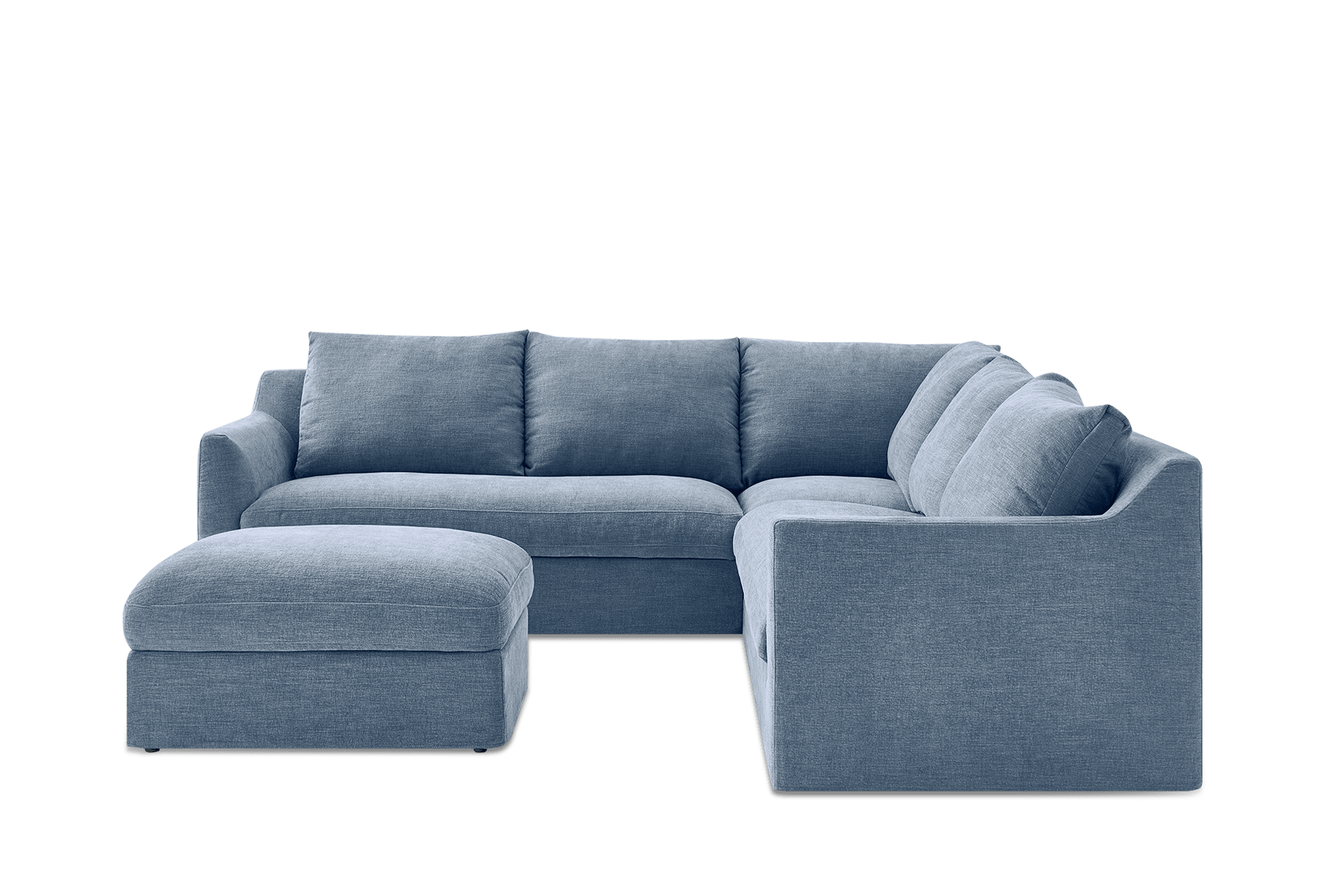 Agnes Slipcover Storage L-Shaped Sectional Sofa with Ottoman, (Sadie) Dusty Blue