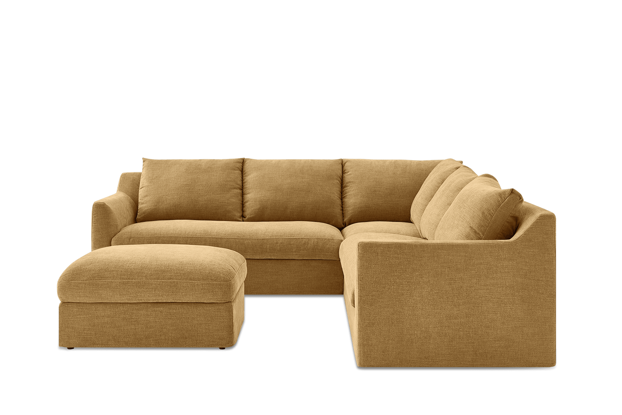 Agnes Slipcover Storage L-Shaped Sectional Sofa with Ottoman, (Sadie) Mustard Brown