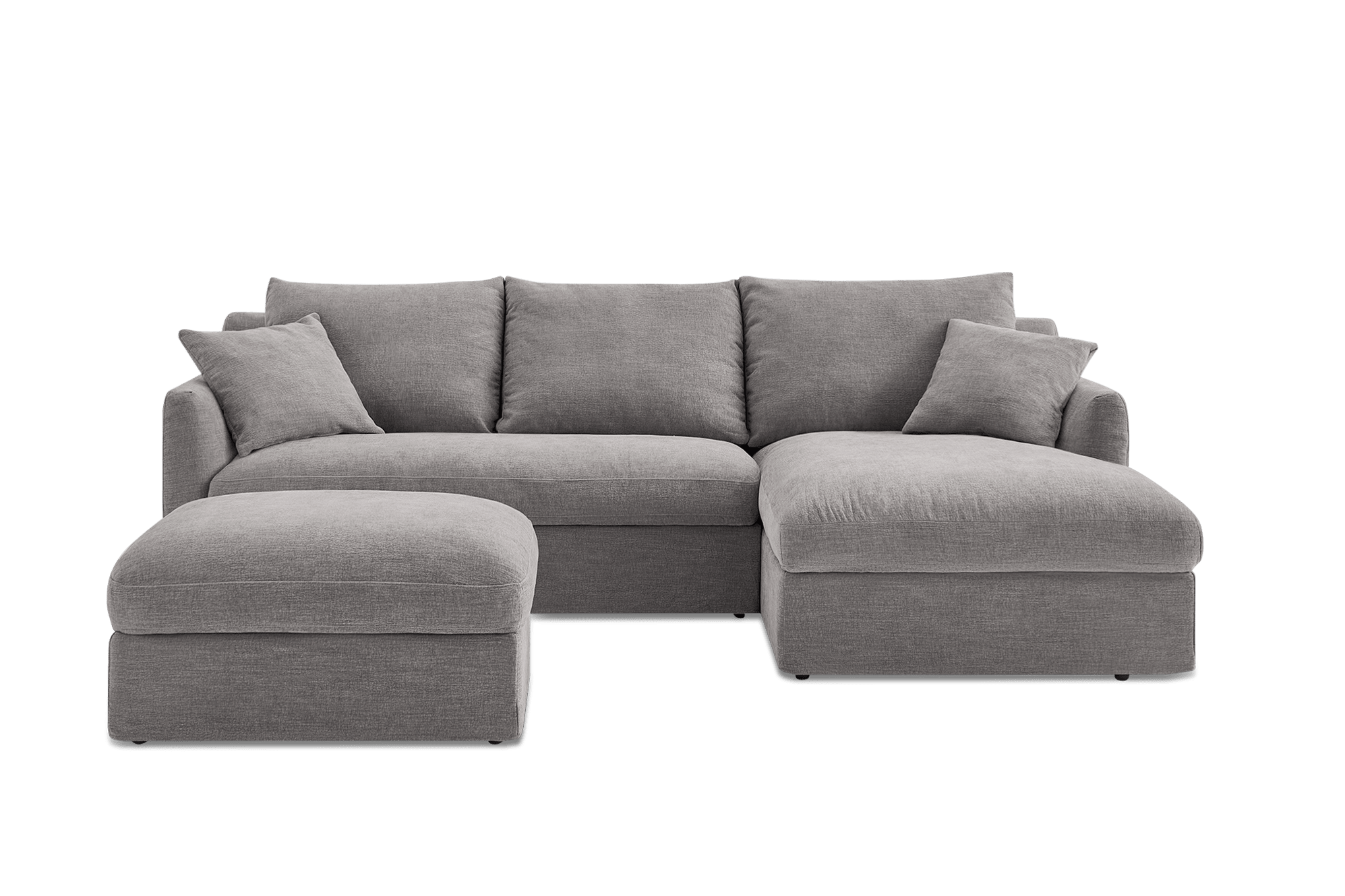 Agnes Slipcover Storage Chaise Sectional Sofa Right Facing with Ottoman, (Sadie) Ash