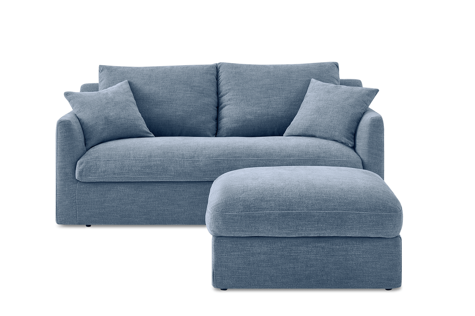 Agnes Slipcover Storage Loveseat with Ottoman, (Sadie) Dusty Blue