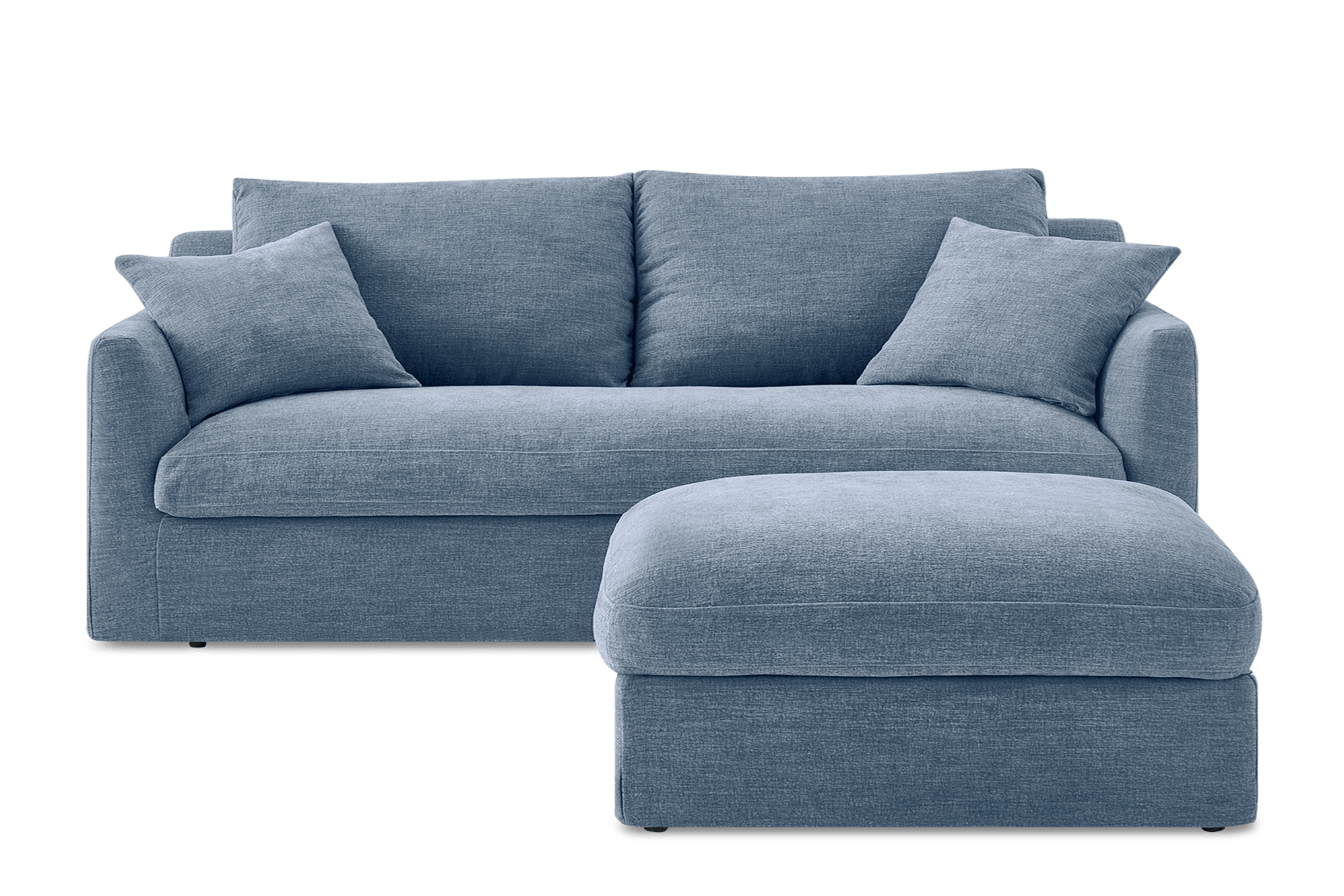 Agnes Slipcover Storage Sofa 88.6" with Ottoman, (Sadie) Dusty Blue