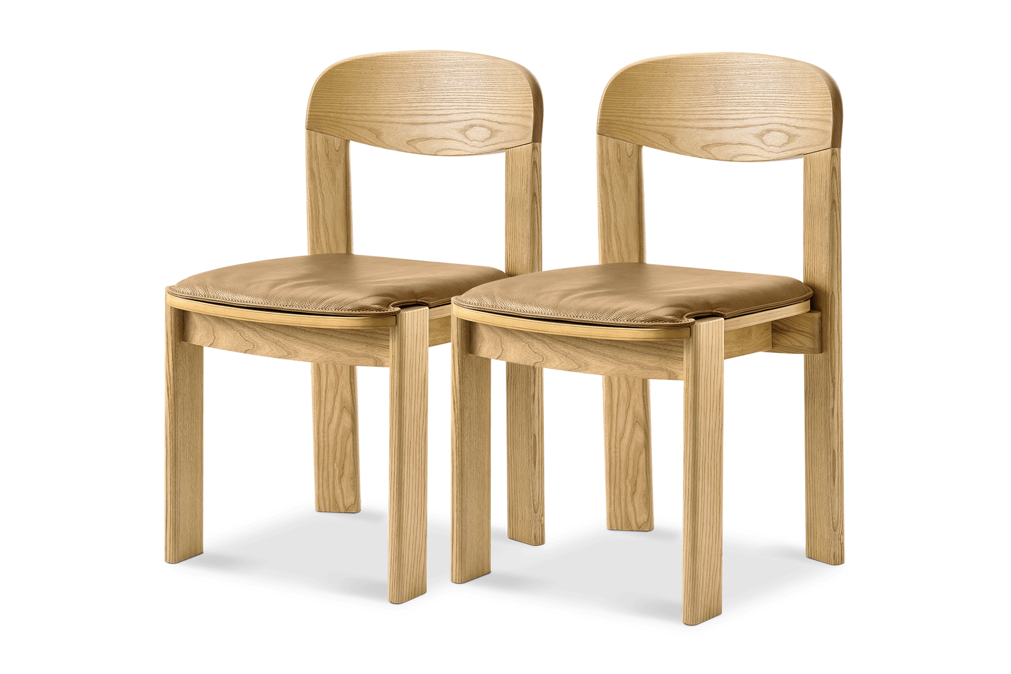 Anya Leather Dining Chair Set of 2, (Lugano) Caramel (Natural)