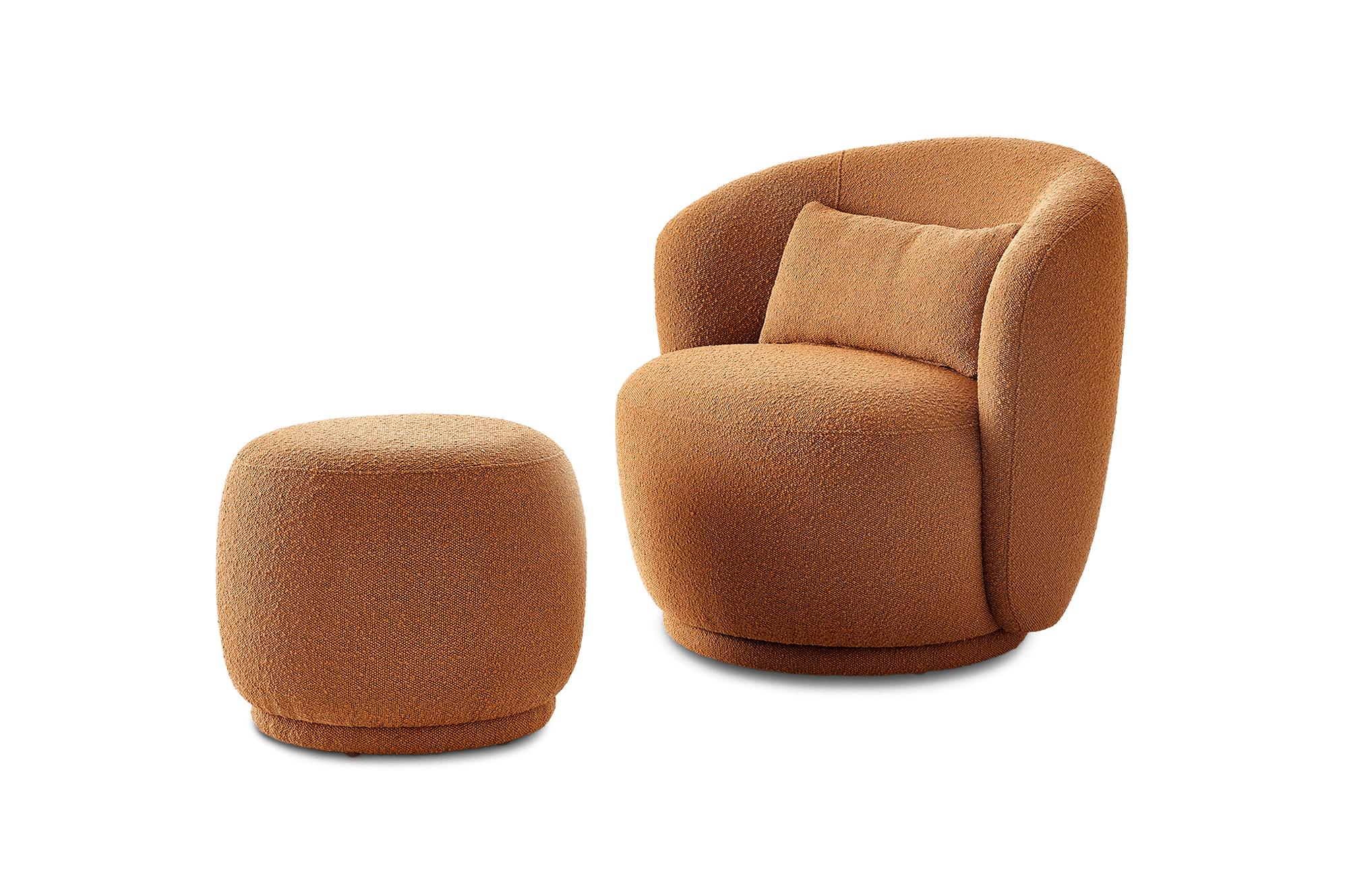 Avery Performance Bouclé Swivel Armchair with Footstool 1