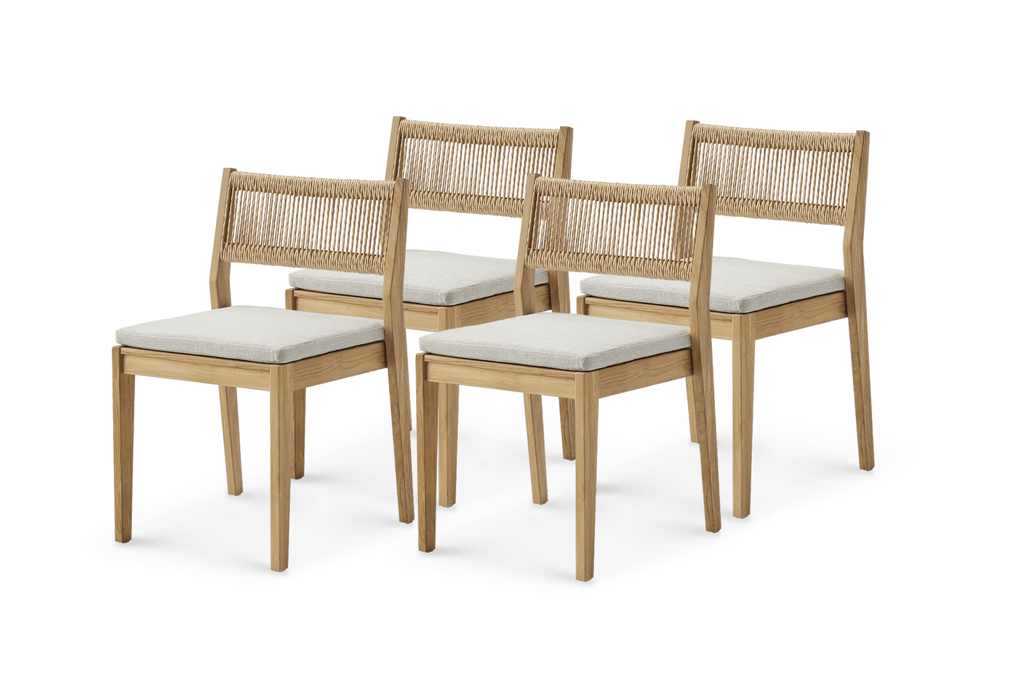 Rio Outdoor Teak Dining Chair Set of 4, Natural Beige (Treated Version)