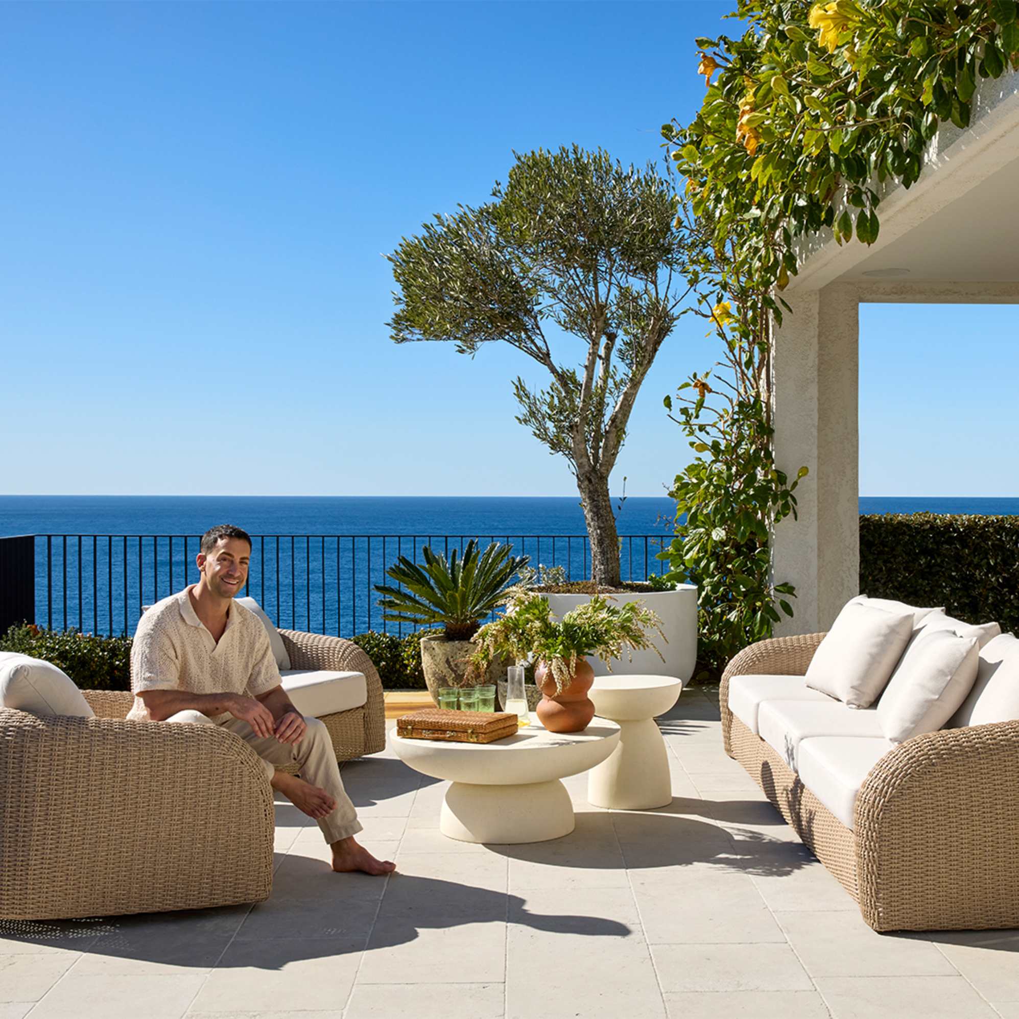 Lorna Outdoor Extended Sofa with Ottoman 3