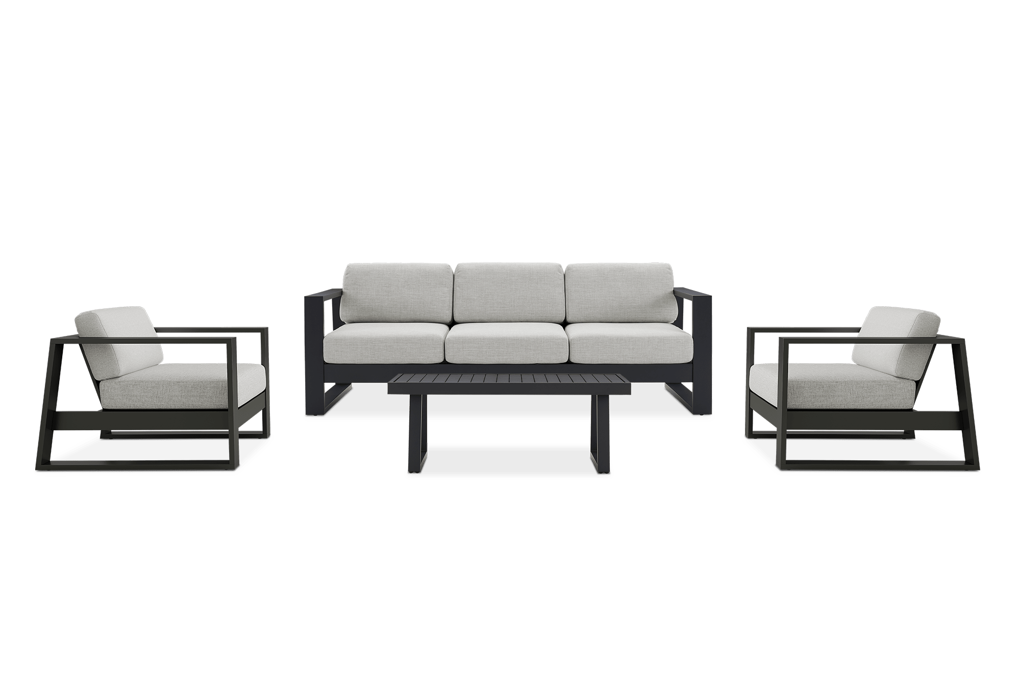 Rio Outdoor Aluminium 3 Seater Sofa, 2 Lounge Chairs & Coffee Table, Natural Beige