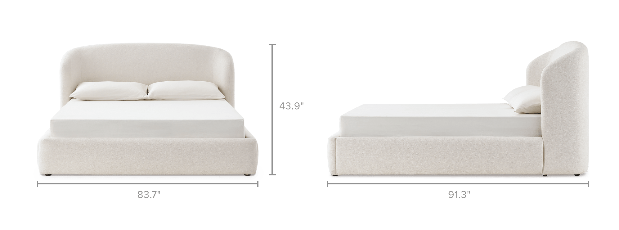 dimension of Auburn Performance Bouclé Storage Bed