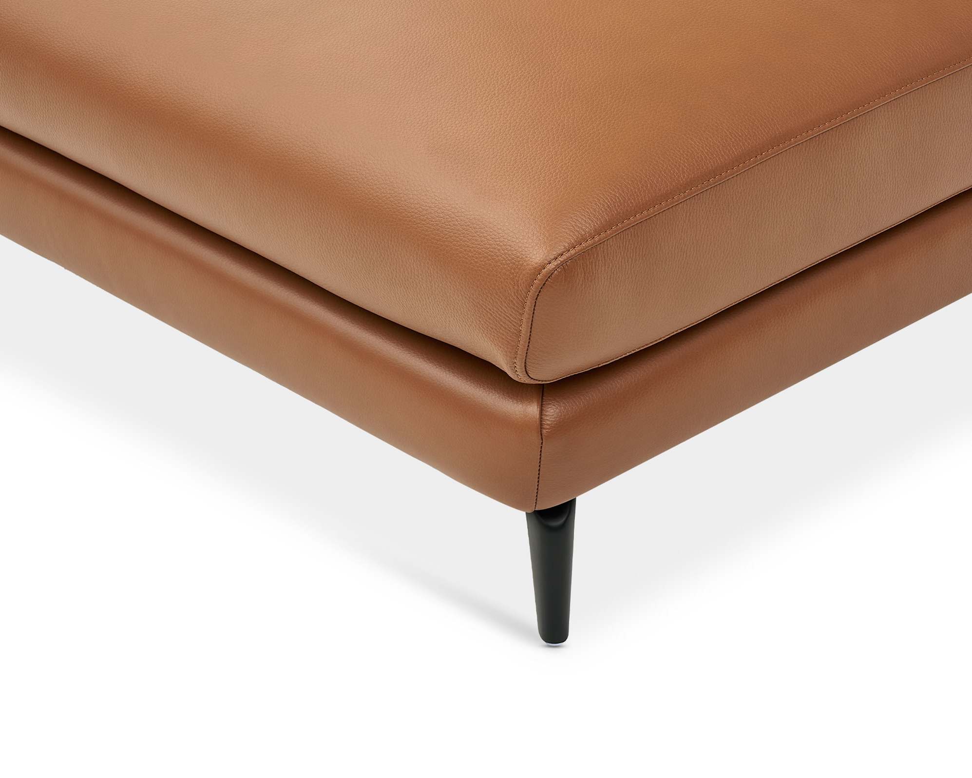 Lena Leather Chaise Sectional Sofa with Ottoman 6