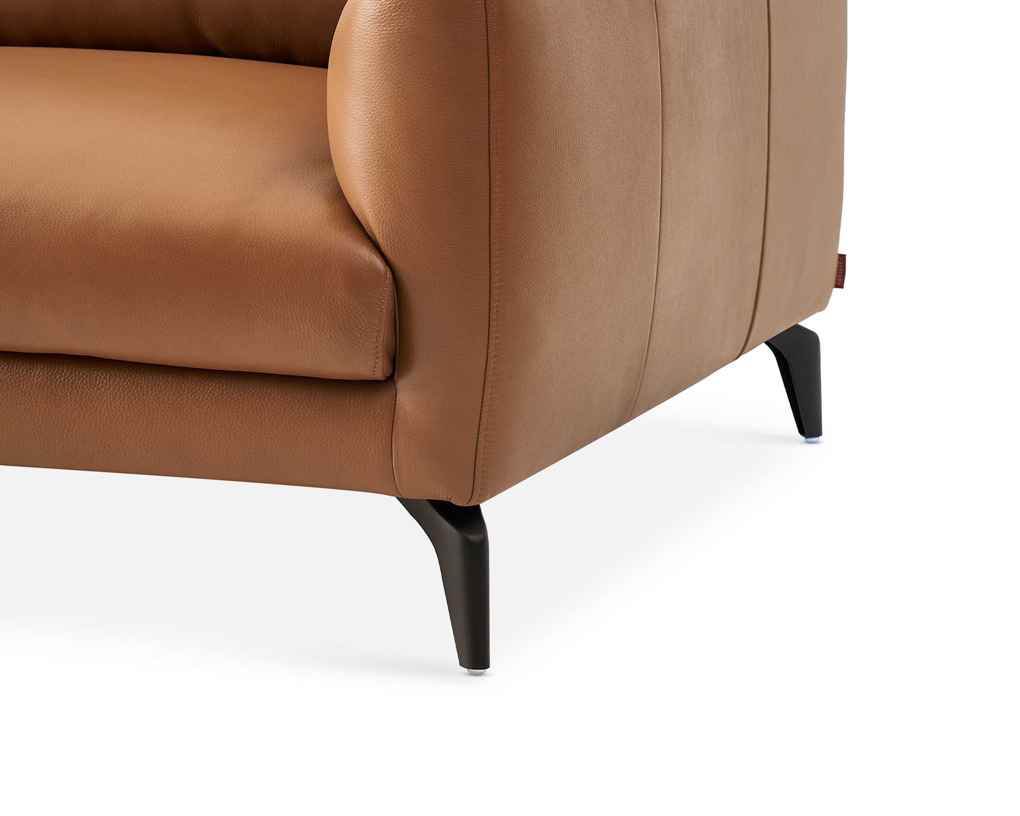 Lena Leather Chaise Sectional Sofa with Ottoman 5