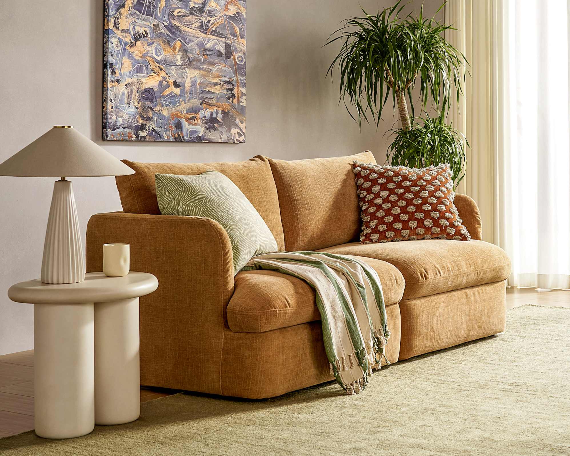 Ollie Storage Sofa, (Greta) Mustard Brown lifestyle