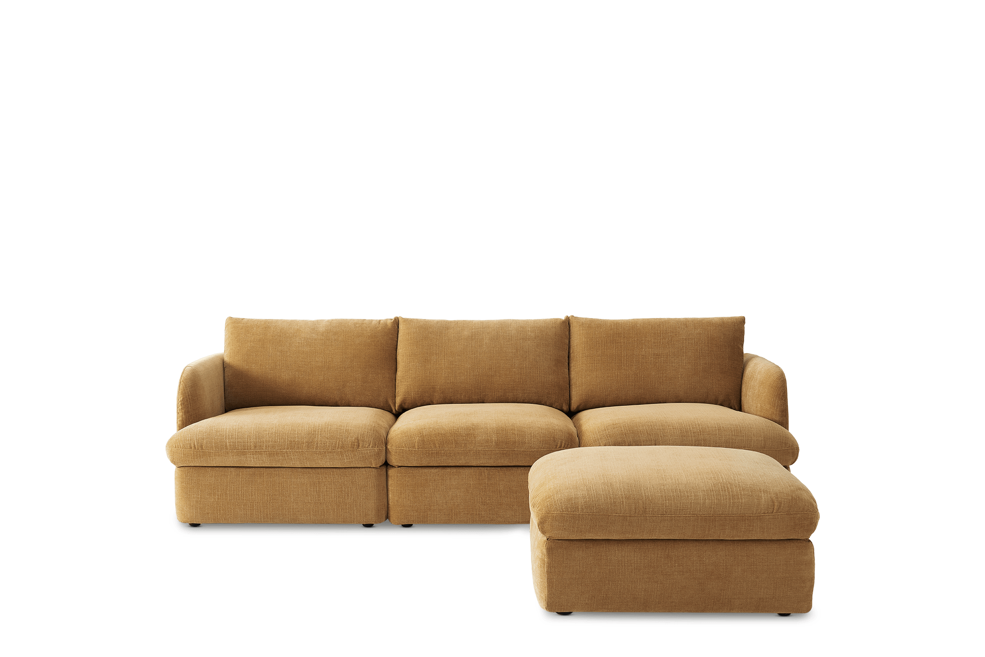 Ollie Storage Extended 3 Seater Sofa with Ottoman, (Greta) Mustard Brown