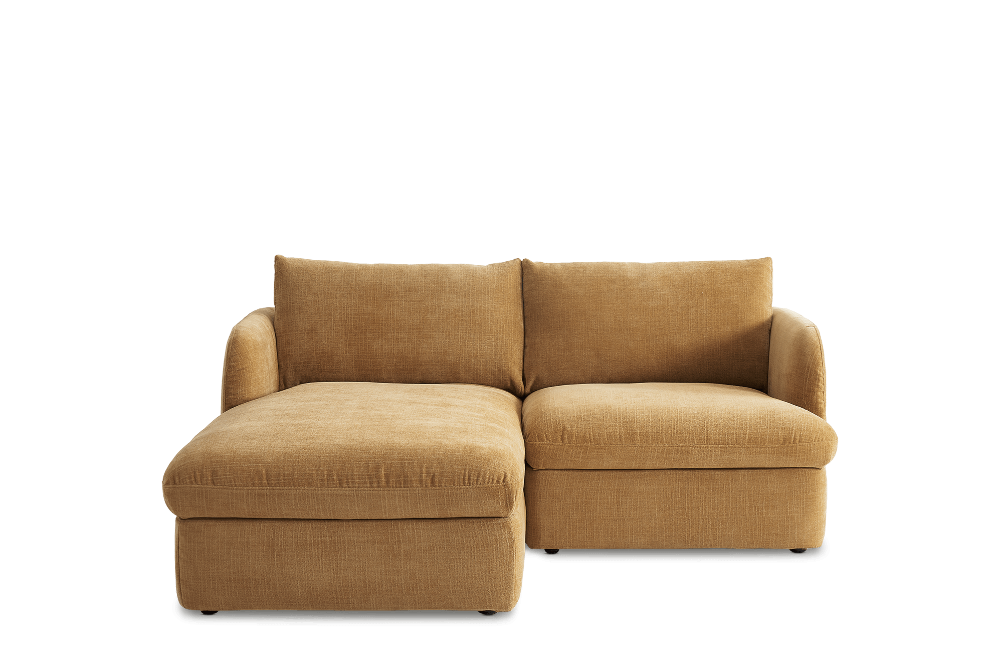 Ollie Storage Small Chaise Sectional Sofa Left Facing, (Greta) Mustard Brown