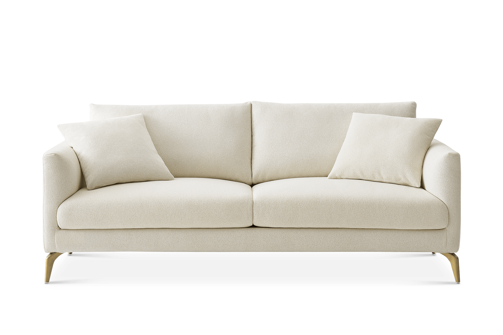 Lena 3 Seater Sofa, (Performance Hugo) Cream (Brass Legs)