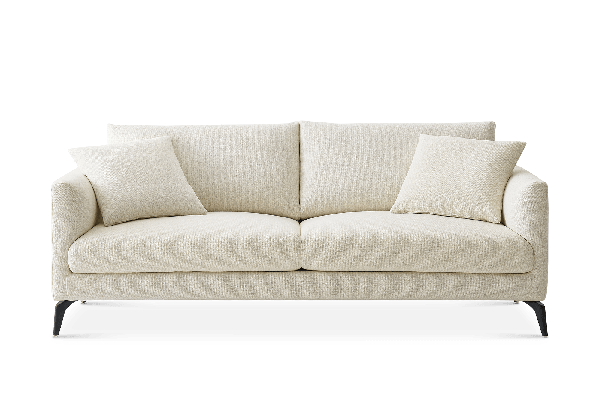 Lena Sofa, (Performance Hugo) Cream (Matte Black Legs)