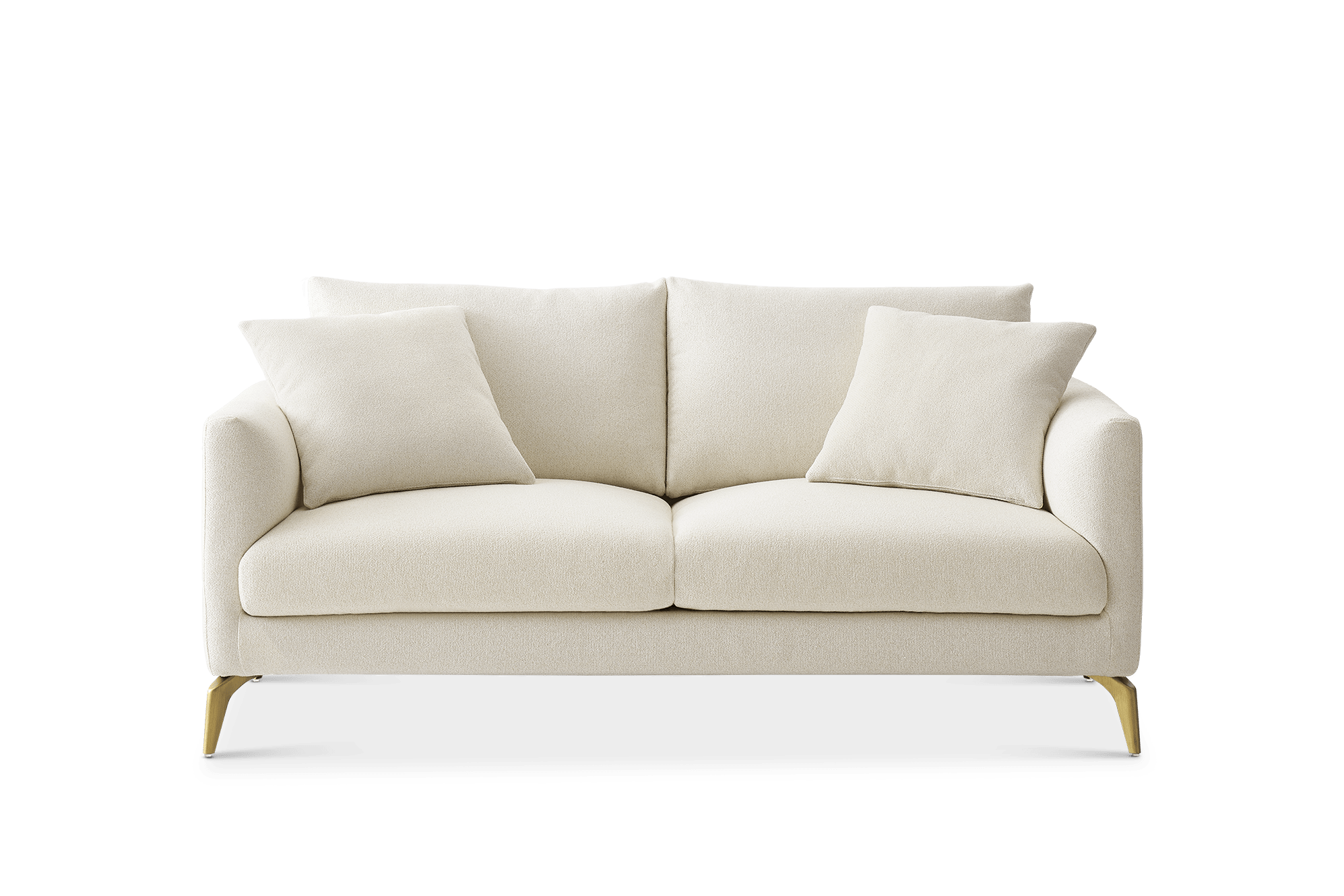 Lena 2 Seater Sofa, (Performance Hugo) Cream (Brass Legs)