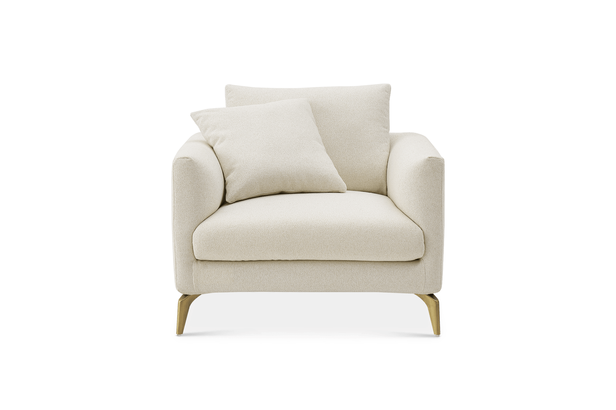 Lena Armchair, (Performance Hugo) Cream (Brass Legs)