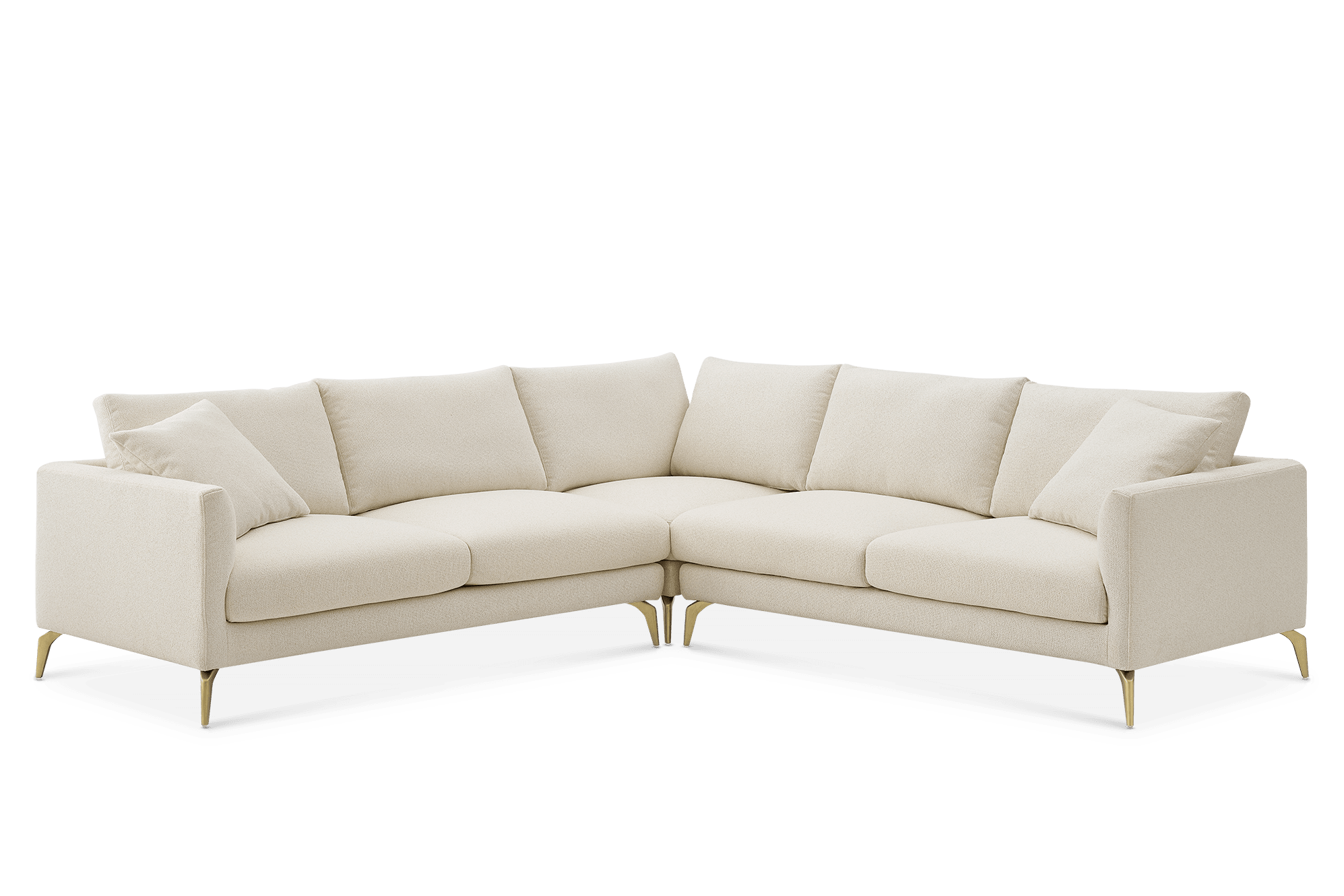 Lena L-Shape Sectional Sofa, (Performance Hugo) Cream (Brass Legs)