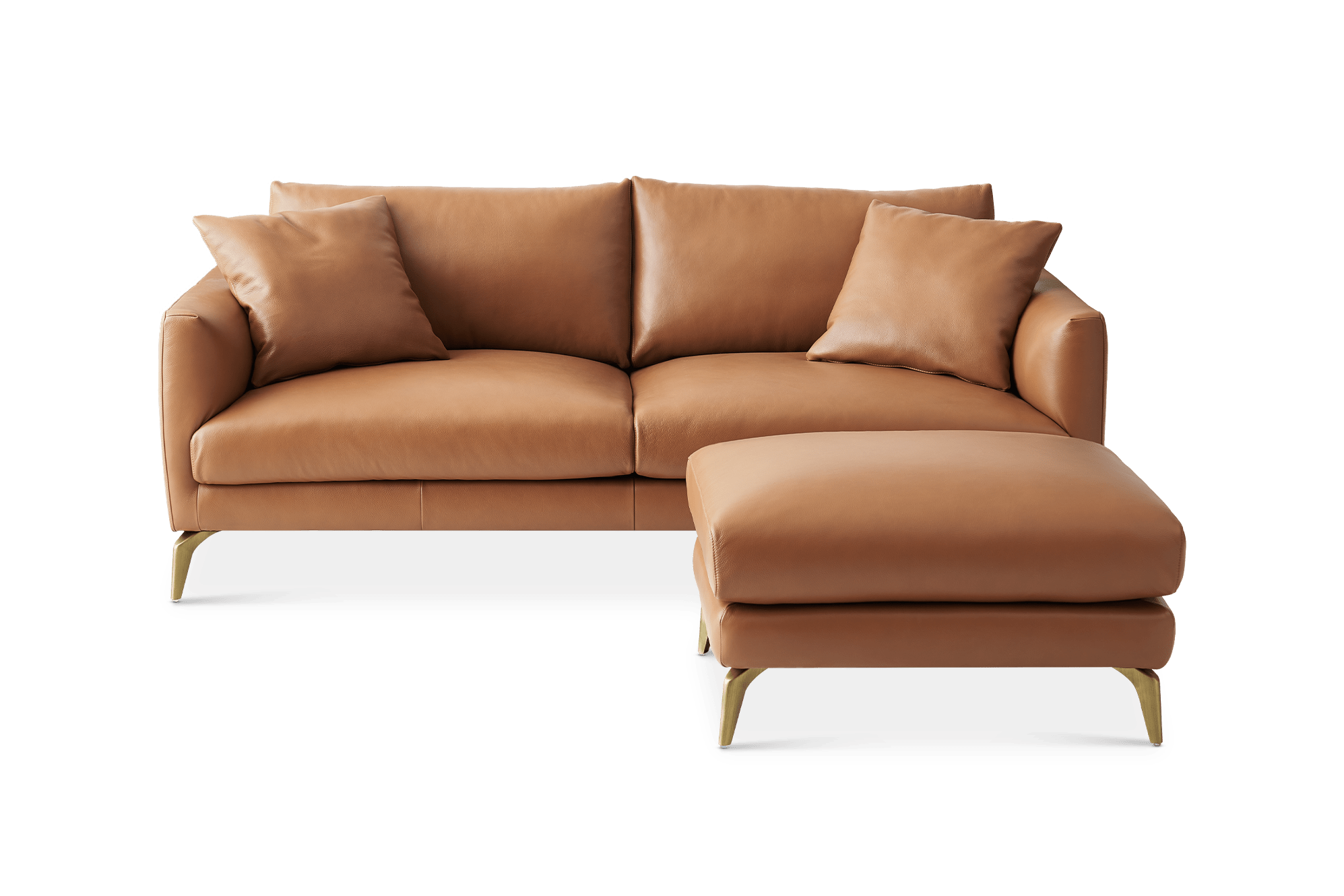 Lena Leather 3 Seater Sofa with Ottoman 1