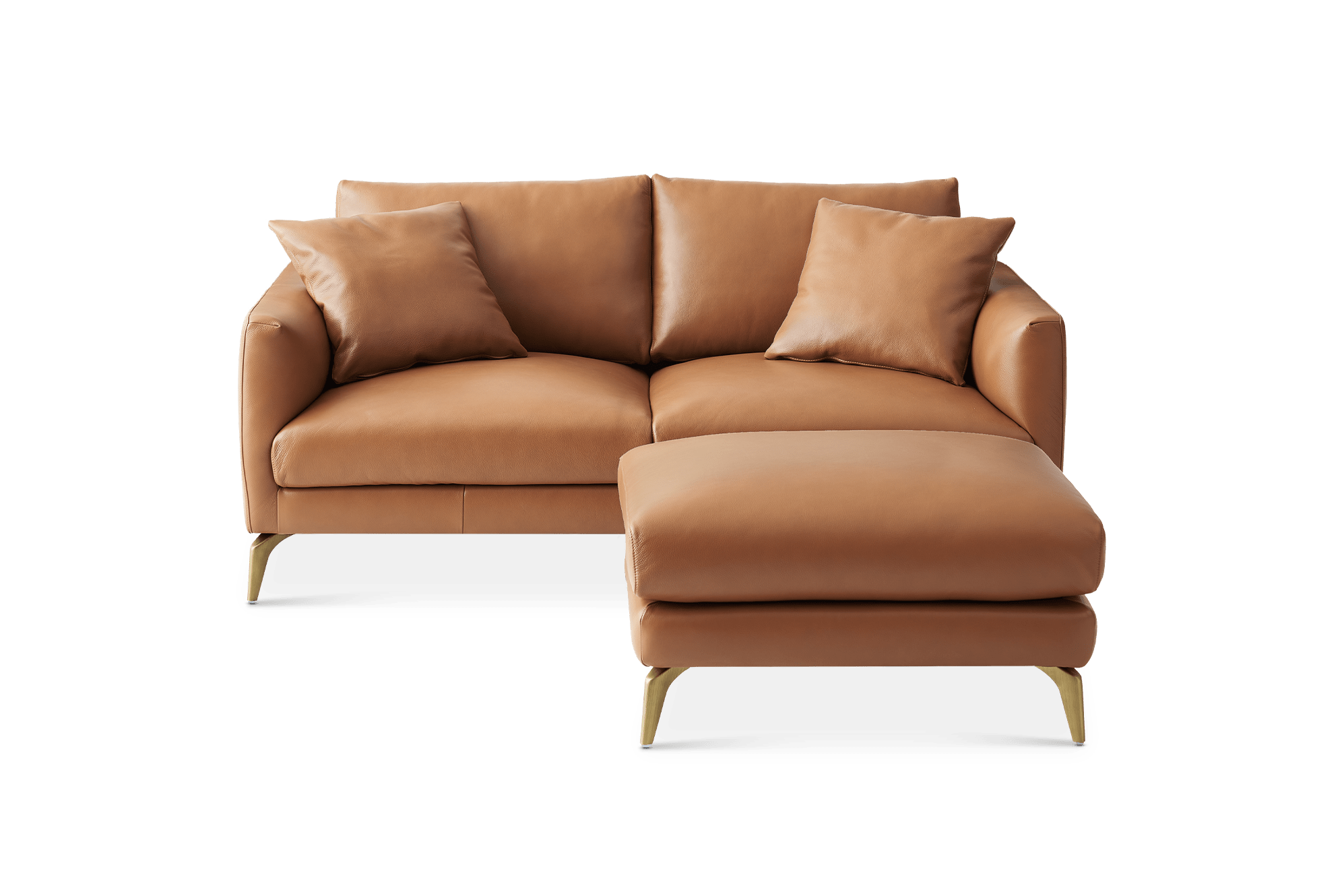 Lena Leather 2 Seater Sofa with Ottoman 1