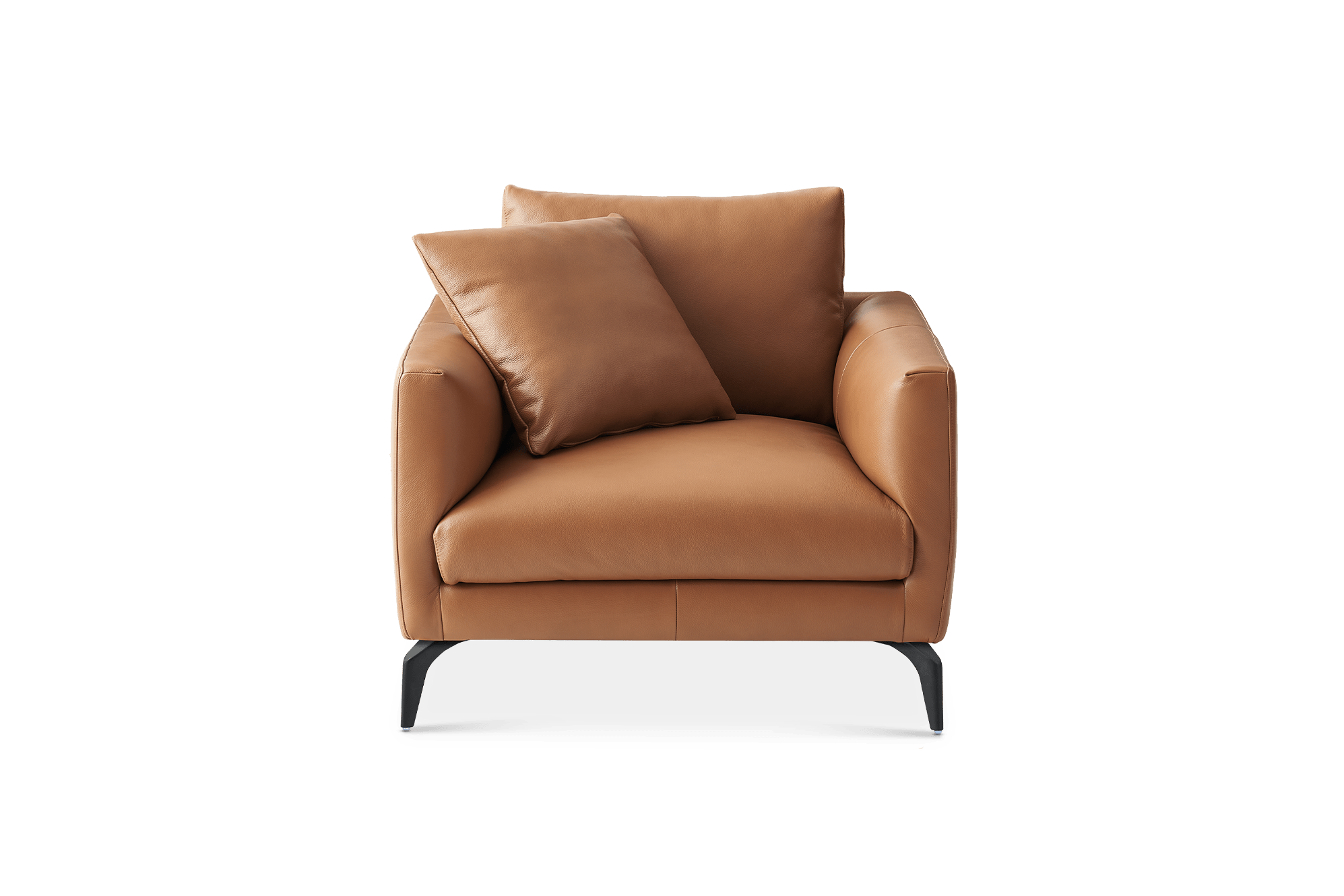 Lena Leather Armchair, (Marche) Cocoa (Matte Black Leg)