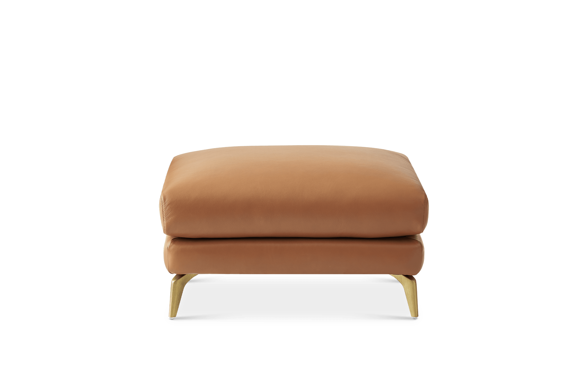 Lena Leather Ottoman, (Marche) Cocoa (Brass Leg)