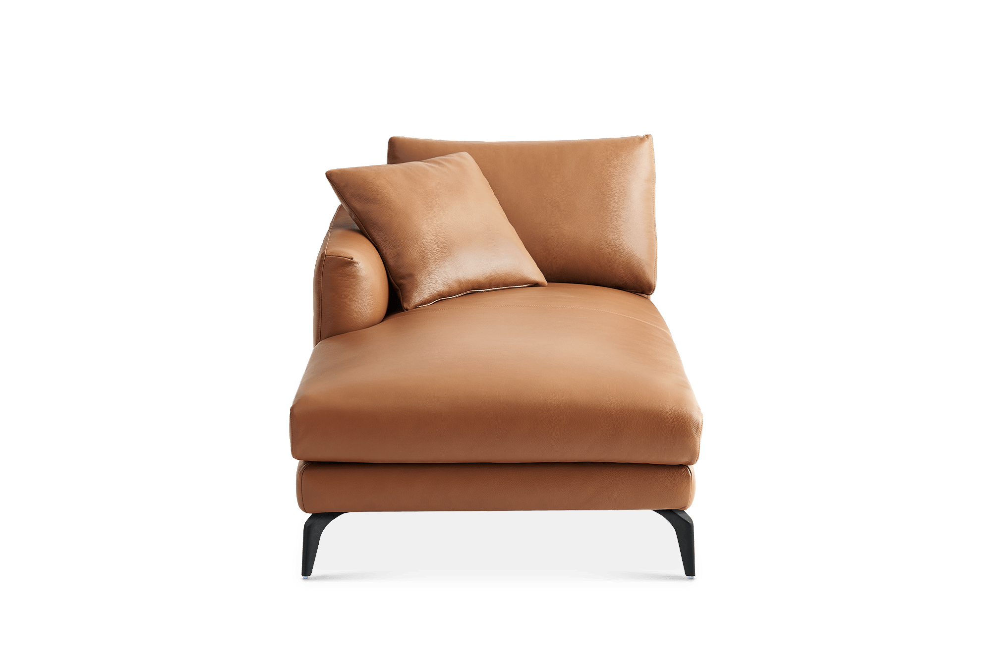 Lena Leather Left Chaise Couch, (Marche) Cocoa (Matte Black Leg)