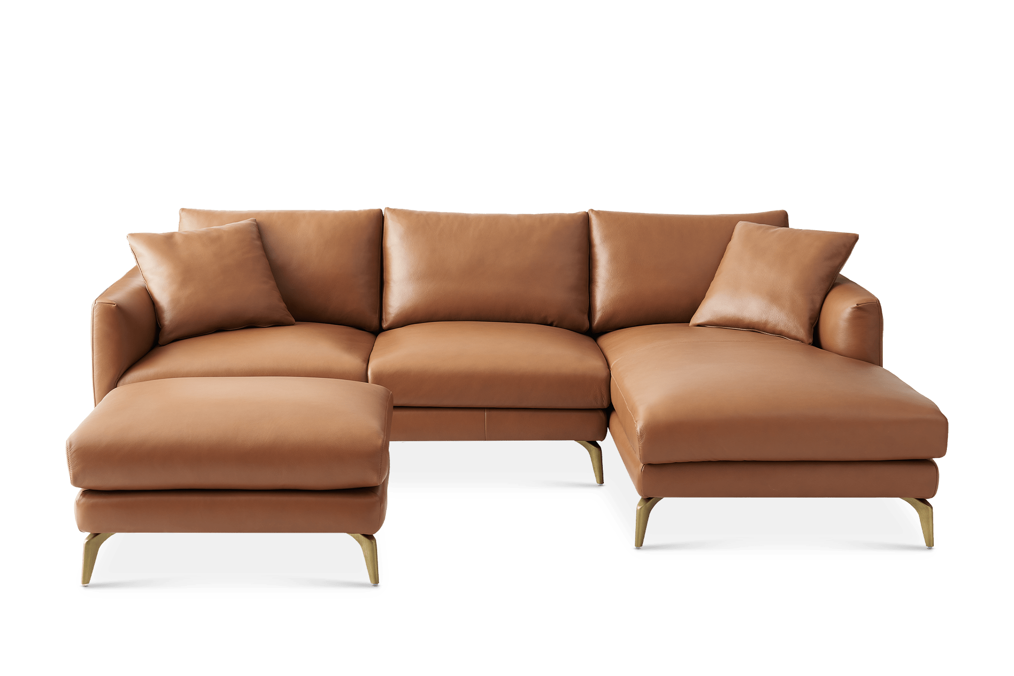 Lena Leather Chaise Sectional Sofa with Ottoman 1