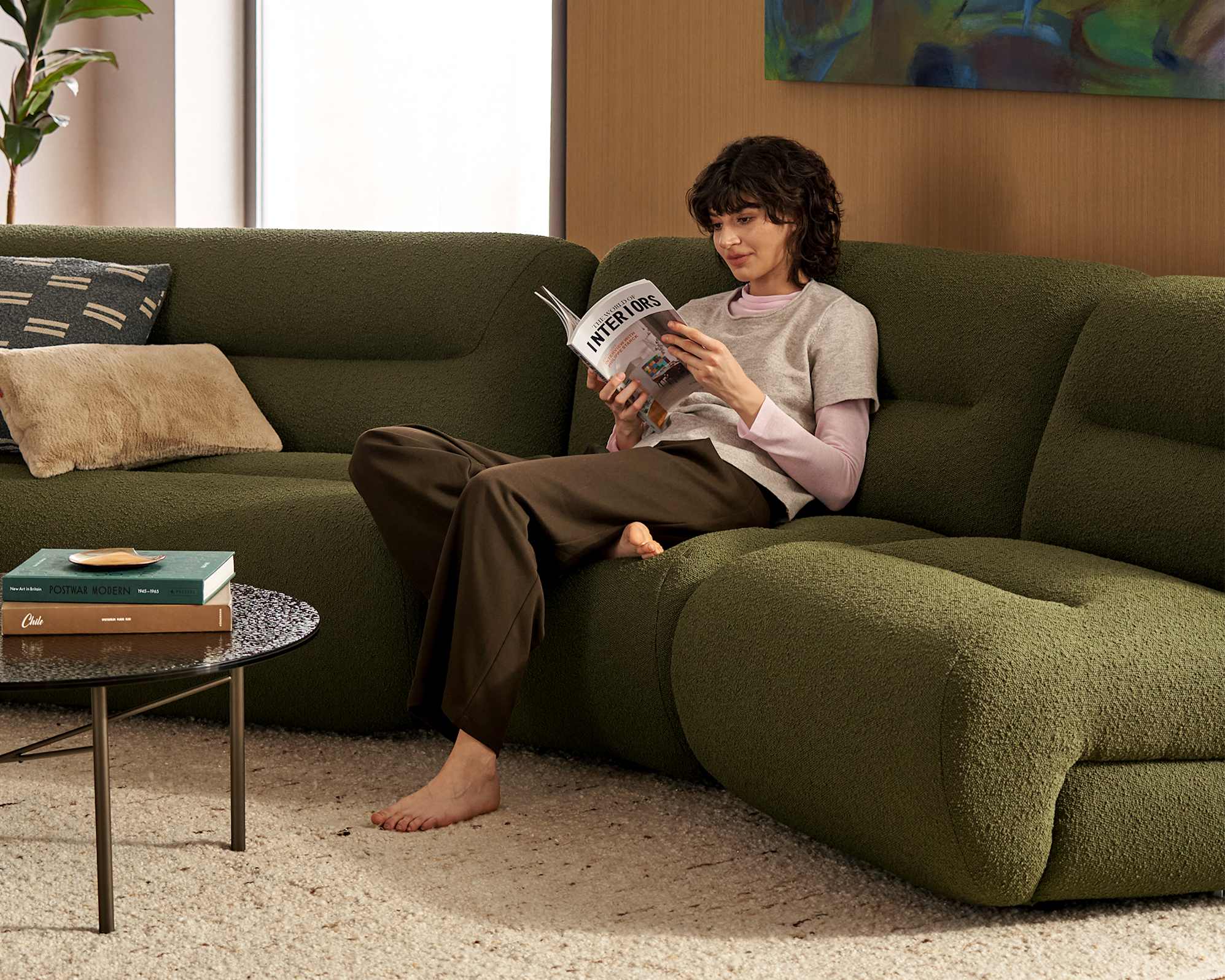 Tovi Performance Boucle 2 Seater Armless Sofa with Ottoman 8