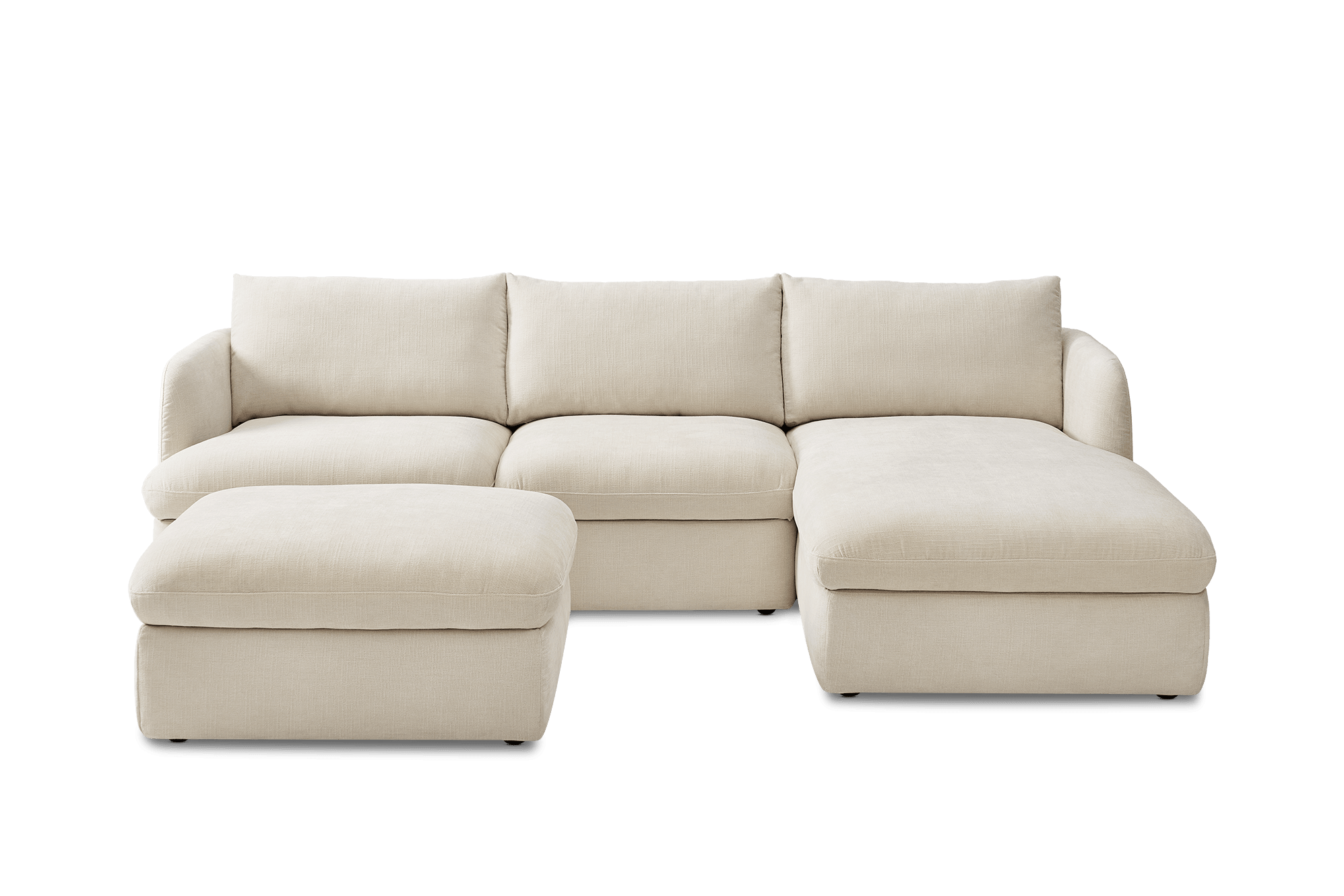 Ollie Storage Chaise Sectional Sofa Right Facing with Ottoman, (Greta) Ivory