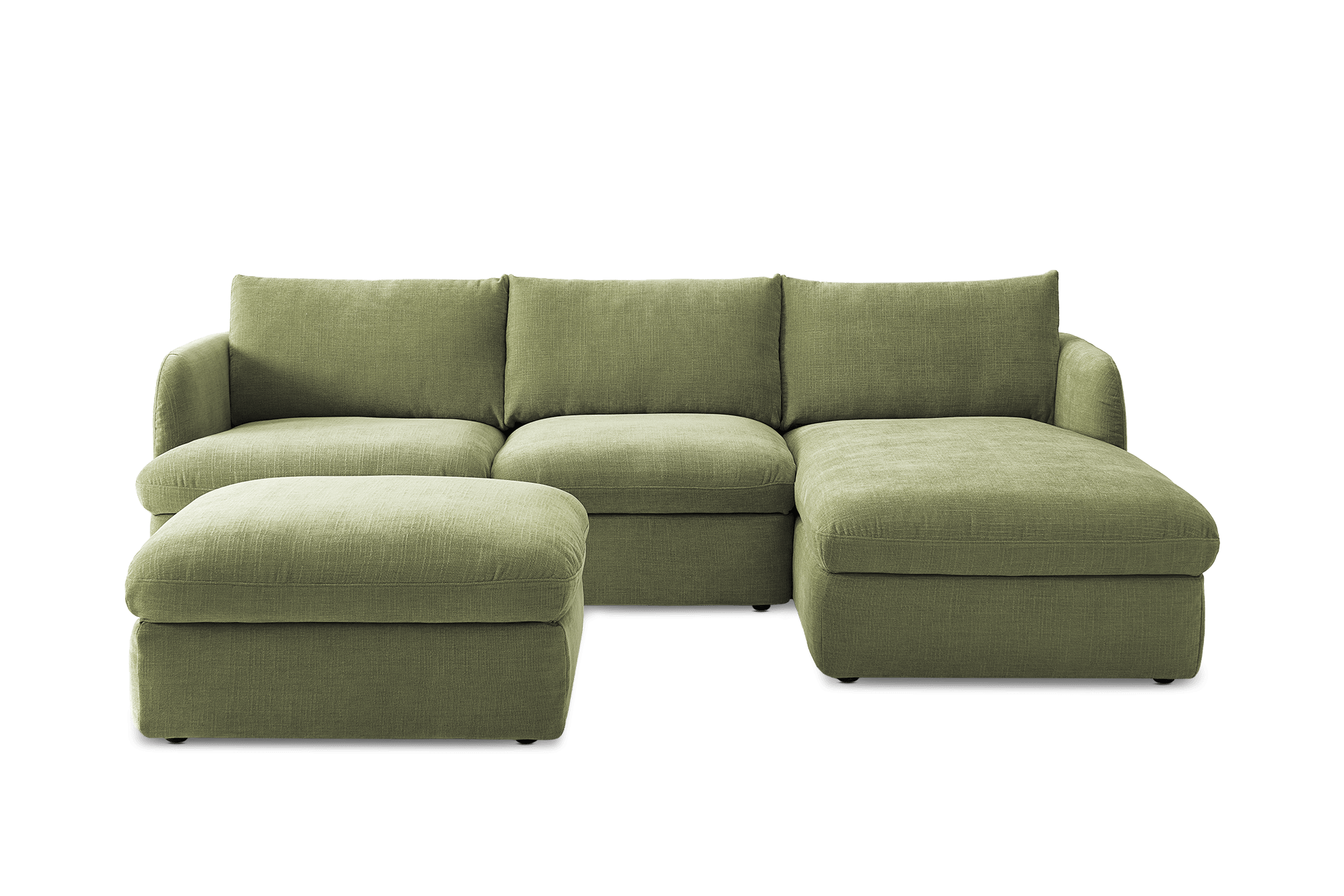 Ollie Storage Chaise Sectional Sofa Right Facing with Ottoman, (Greta) Moss
