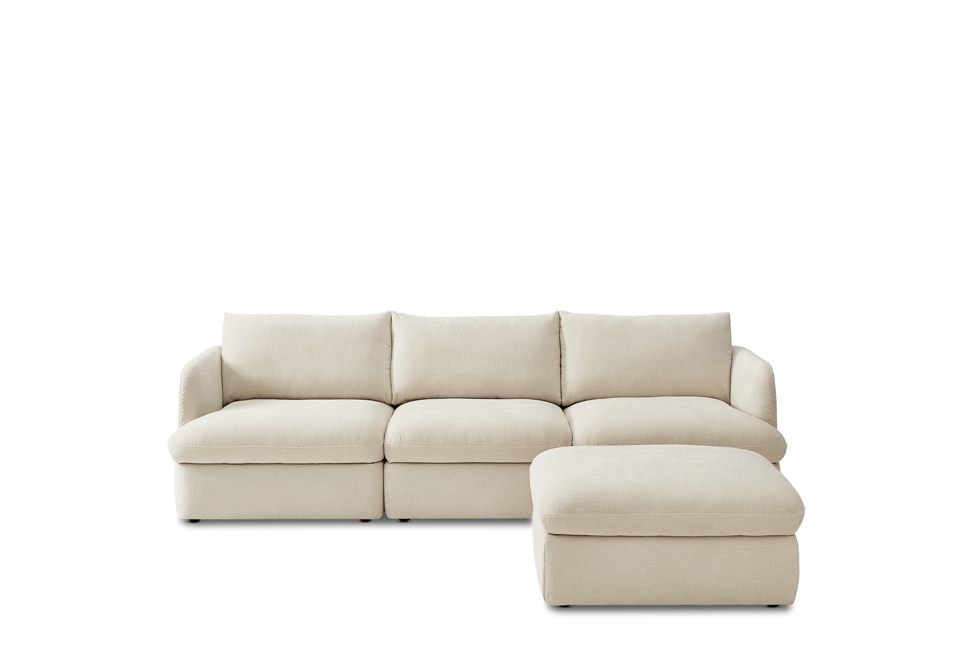 Ollie Storage Extended 3 Seater Sofa with Ottoman, (Greta) Ivory
