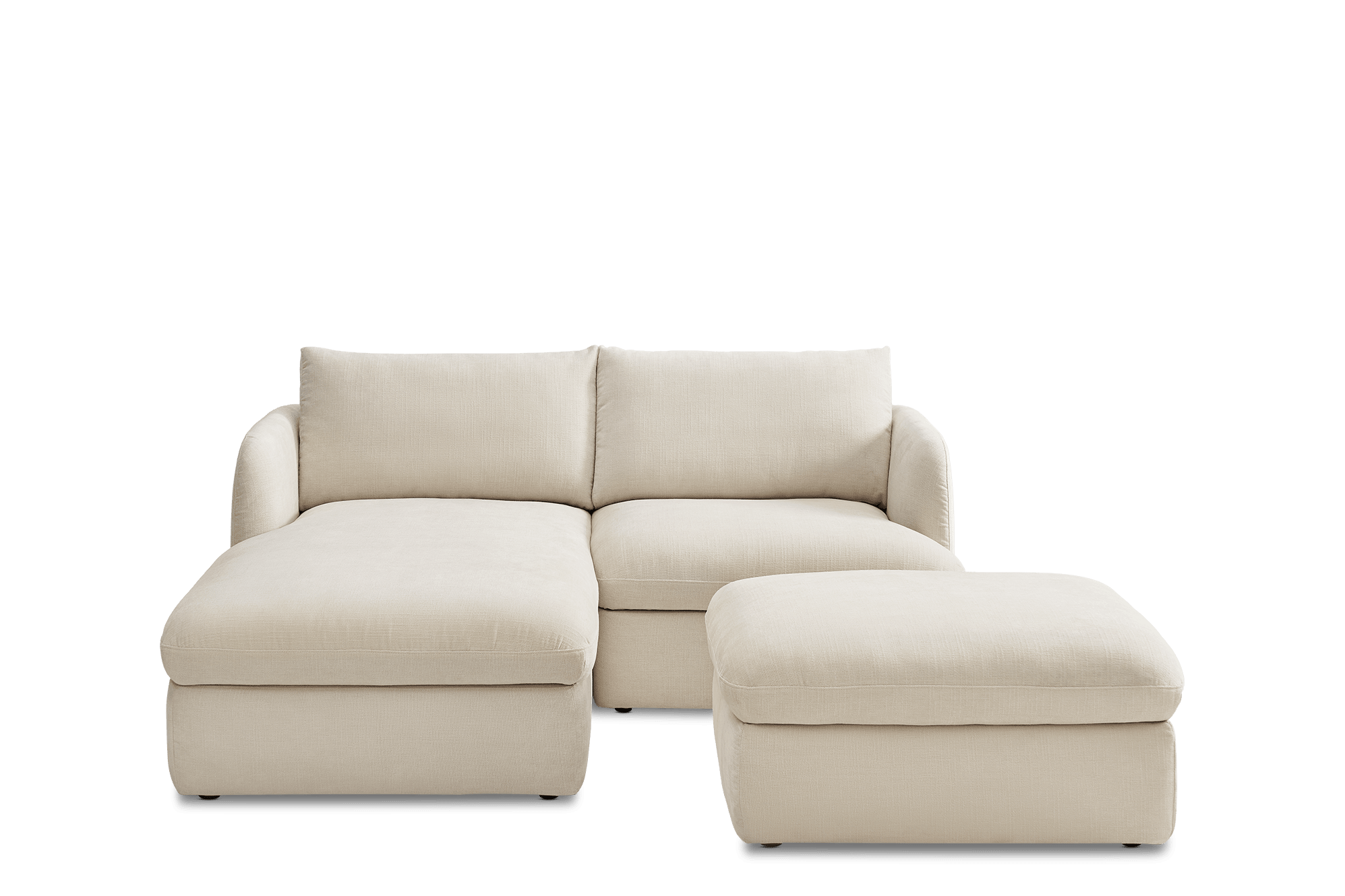 Ollie Storage Small Chaise Sectional Sofa Left Facinig with Ottoman, (Greta) Ivory