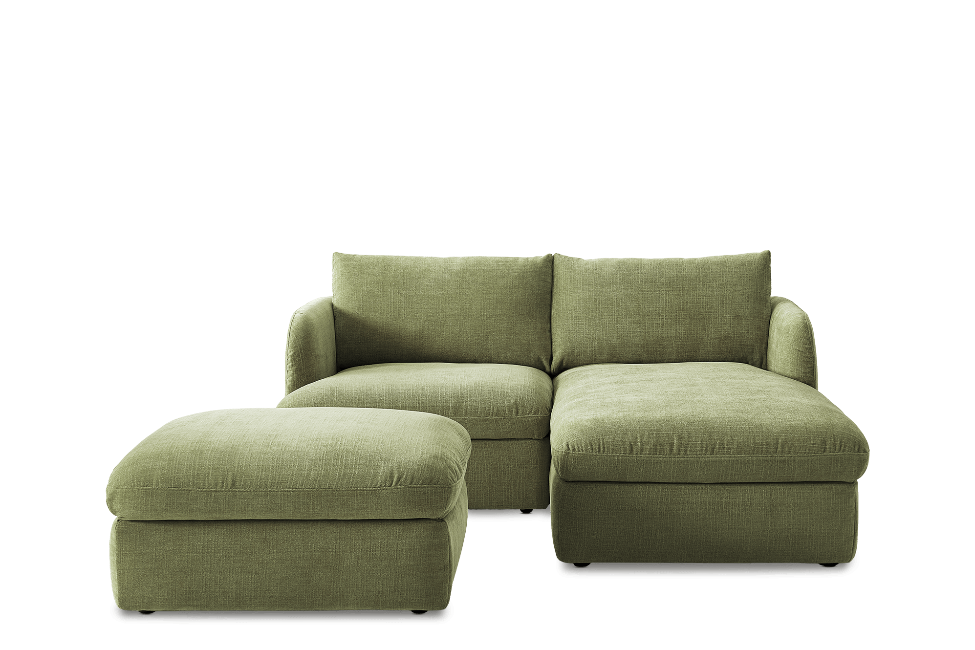 Ollie Storage Small Chaise Sectional Sofa Right Facinig with Ottoman, (Greta) Moss