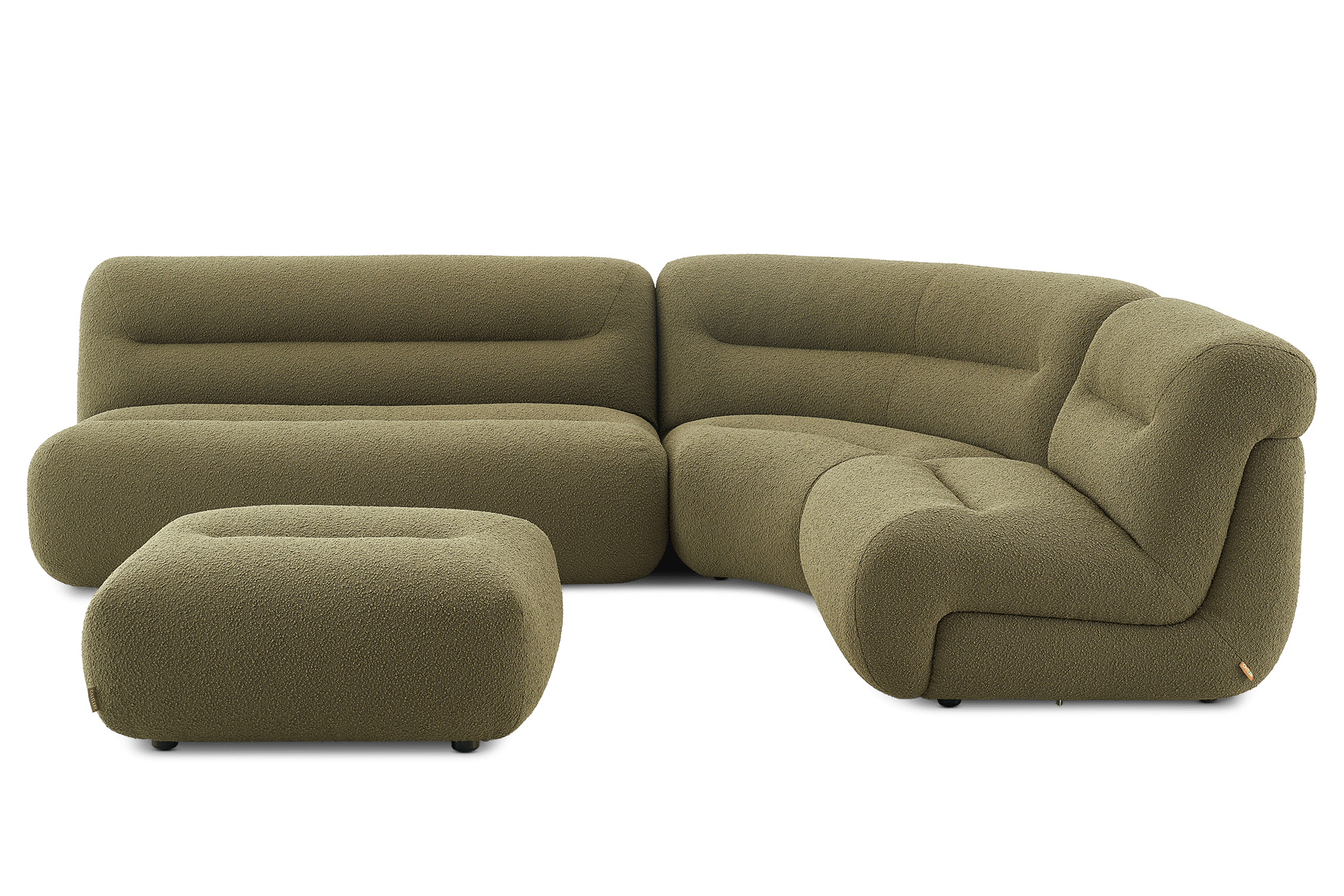 Tovi 3-Piece Chaise Sectional Sofa with Ottoman, (Performance Infinity Boucle) Moss